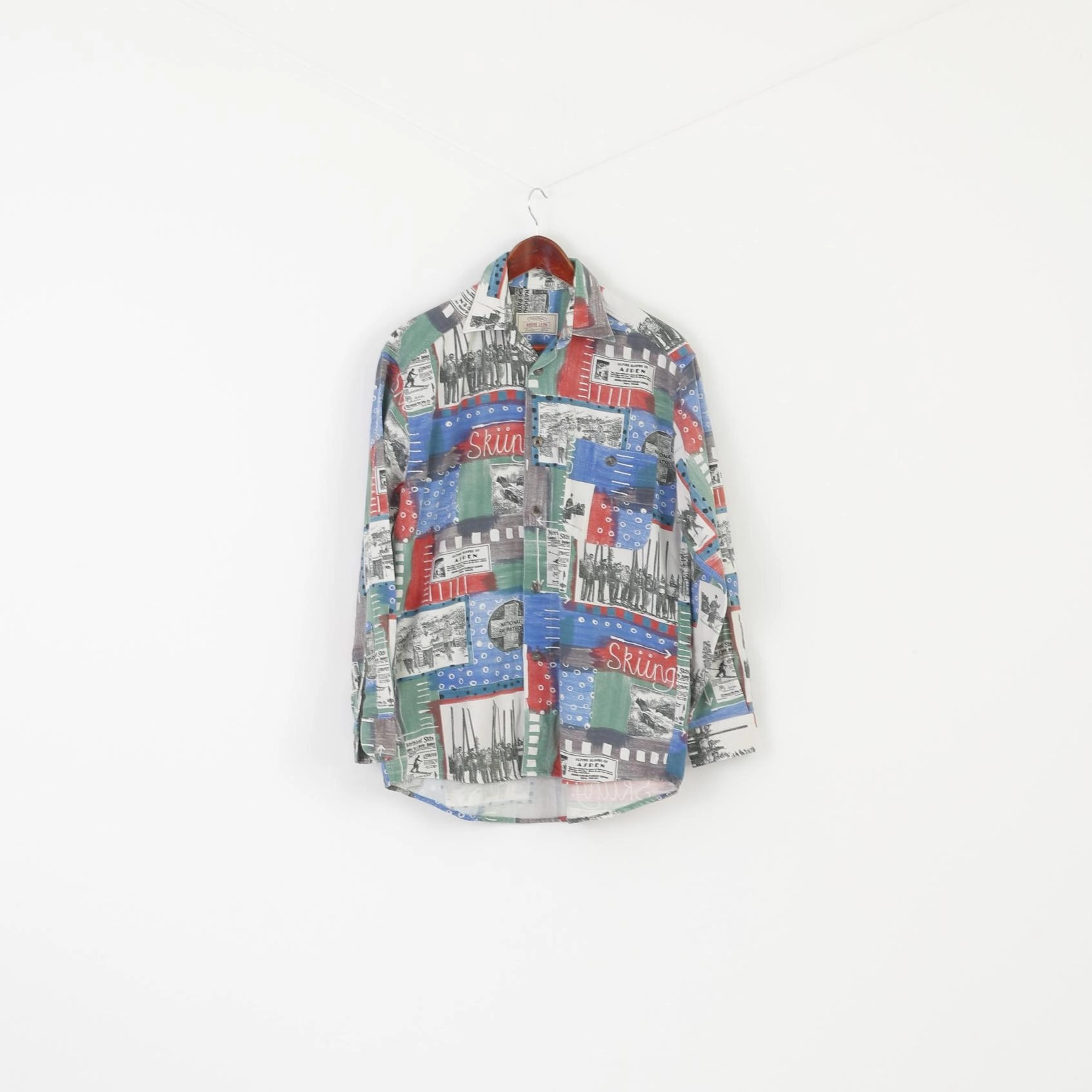 Mountain Retreat Eco friendly materials Andre Leon Men M Casual Shirt Multicoloured Traditional Alpine Aspen Ski Vintage Top