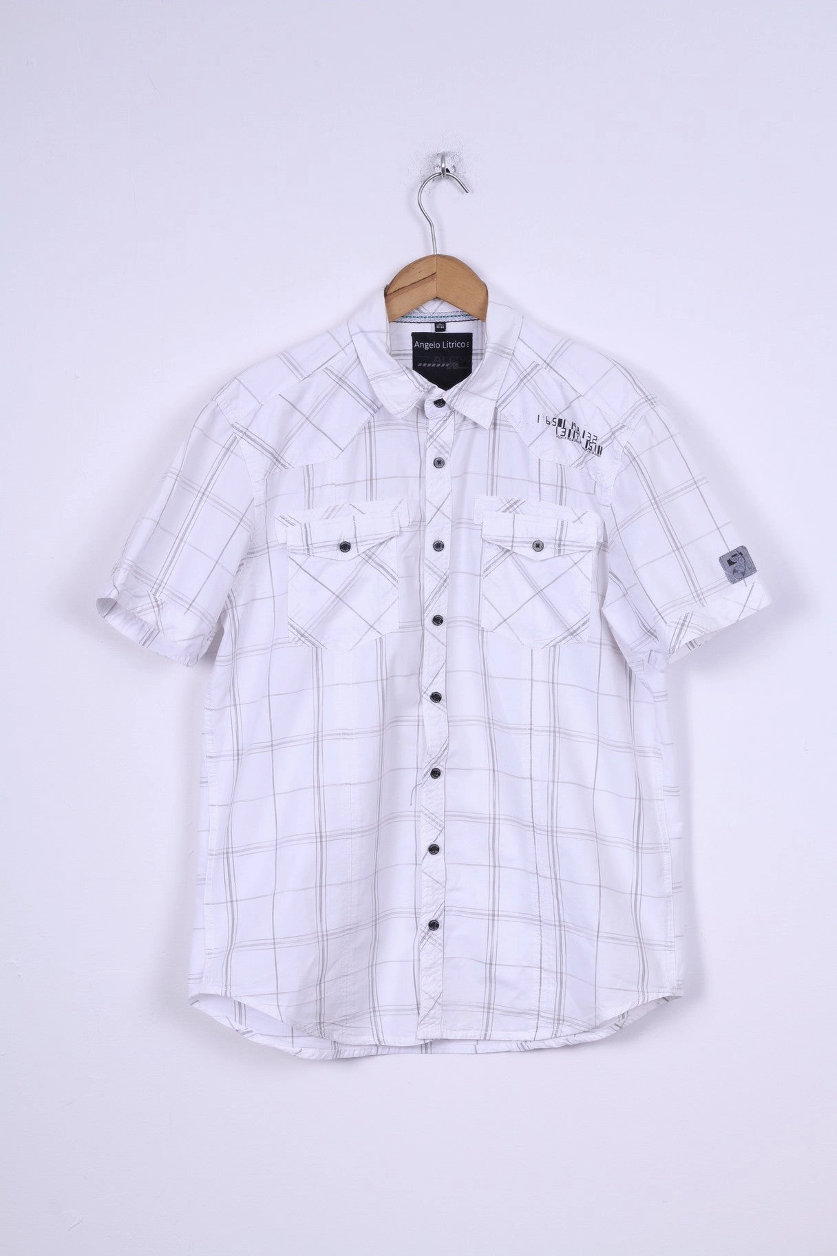 Snag Free Surface Angelo Litrico C&A Mens XL Casual Shirt Cotton Check Short Sleeve White Slim Fit