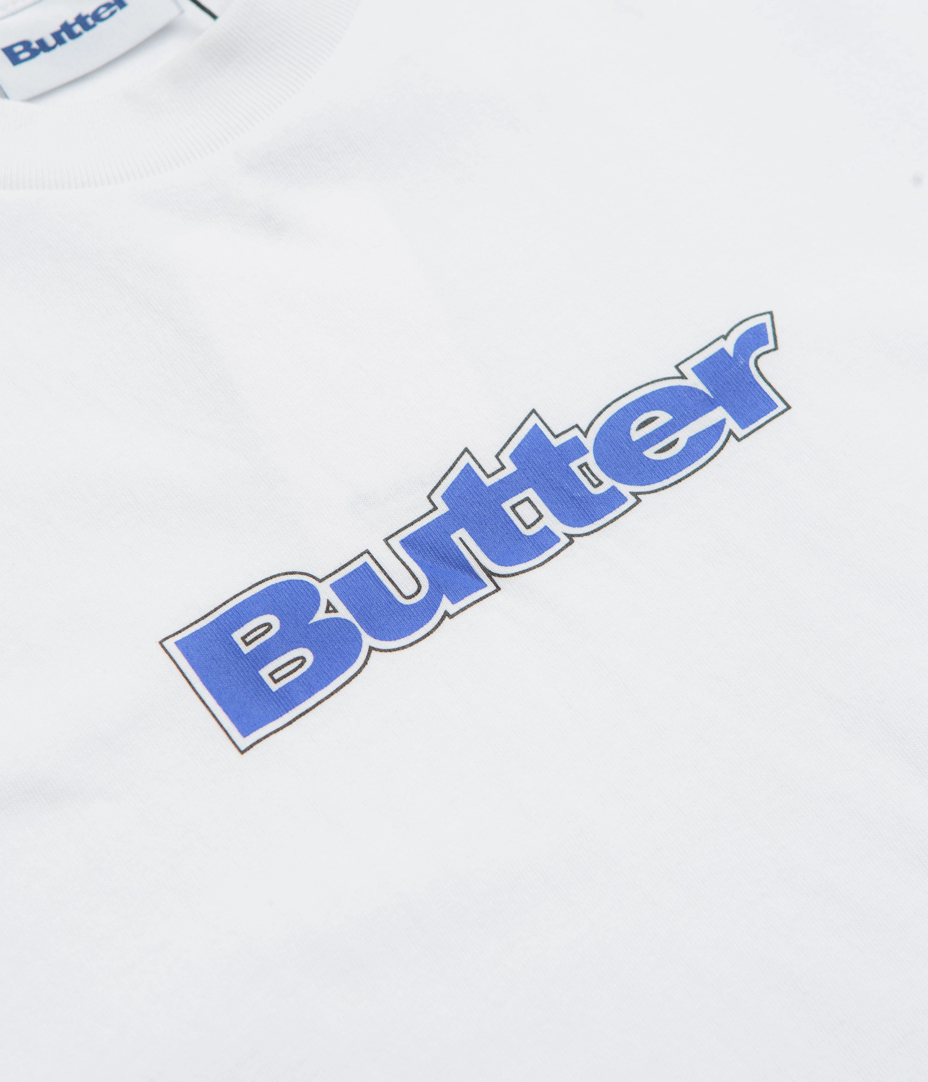 Fashionable Fit Water Based Ink Butter Goods Outline Logo T-Shirt - White
