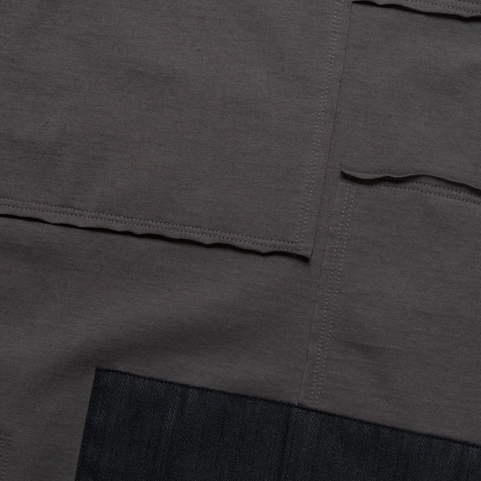 Active Layering Chic Comfort Wear Cotton Jersey x Multi Fabrics Patchwork T-Shirt - Grey/Mix
