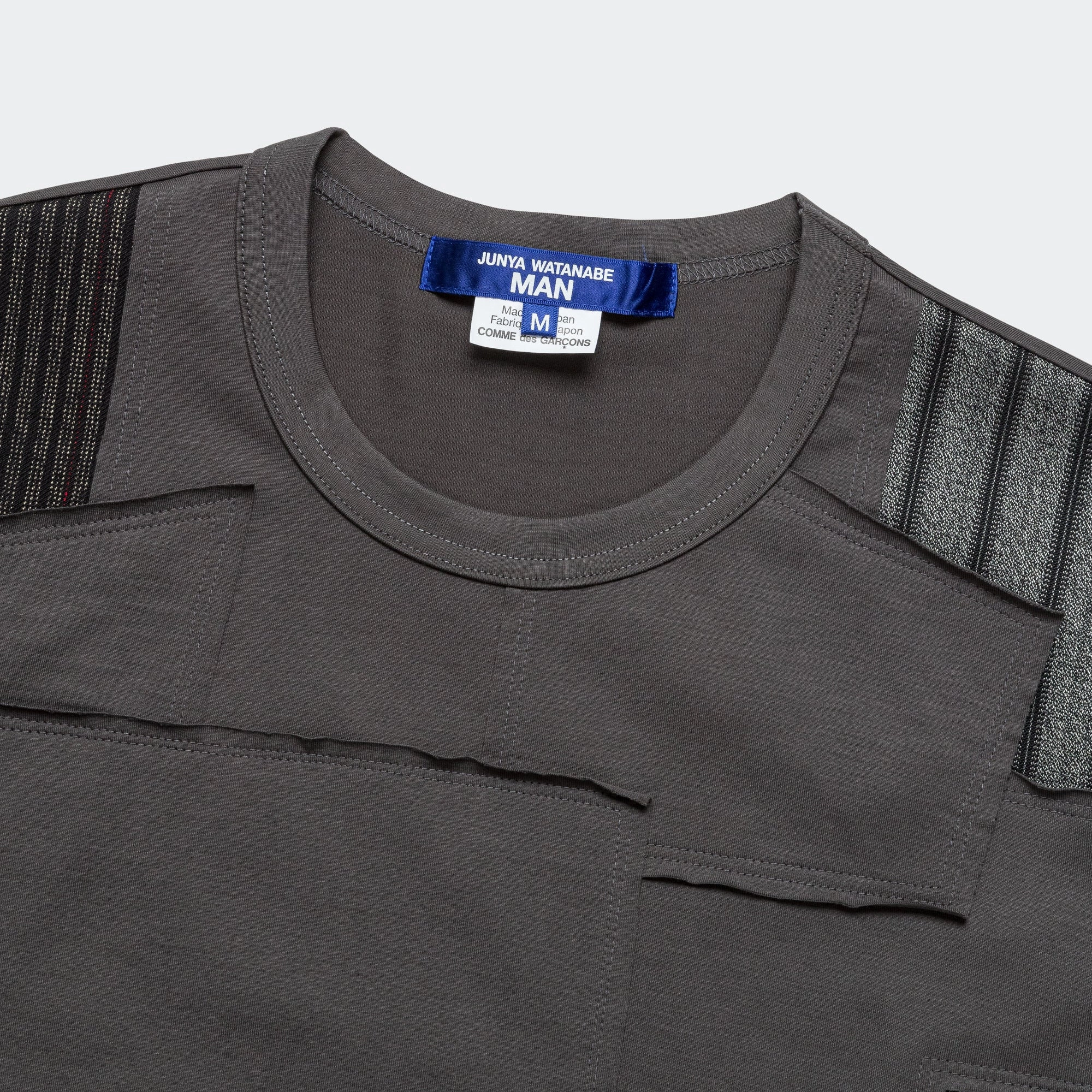 Cotton Jersey x Multi Fabrics Patchwork T-Shirt - Grey/Mix Chic and Cozy Wear