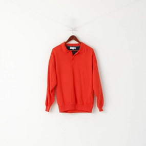 product rhinestone glamour Antartex Weekend Men M Sweatshirt Orange Cotton Collared Casual Jumper Top