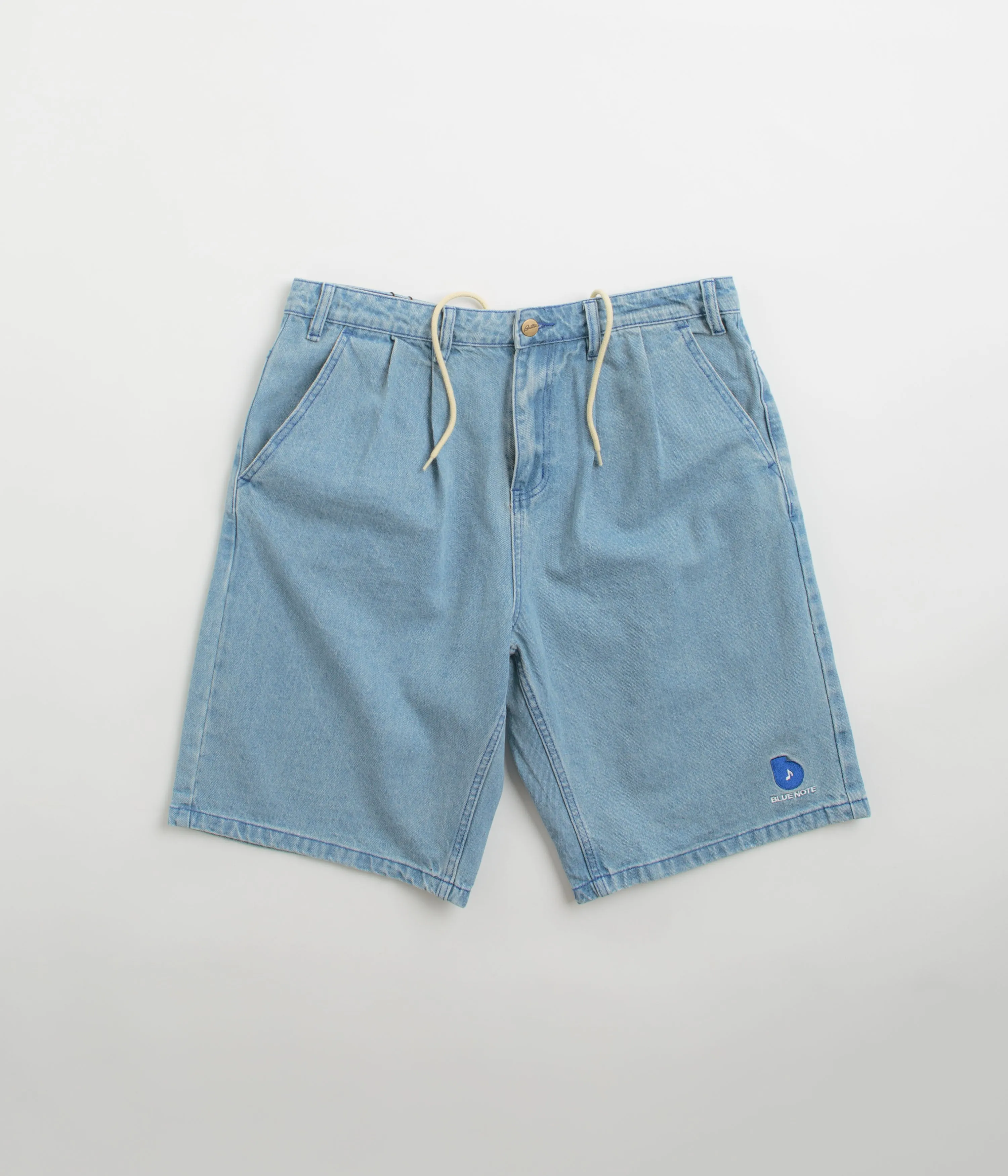 Butter Goods x Blue Note Pleated Denim Shorts - Washed Indigo Office Wear Sport Mood