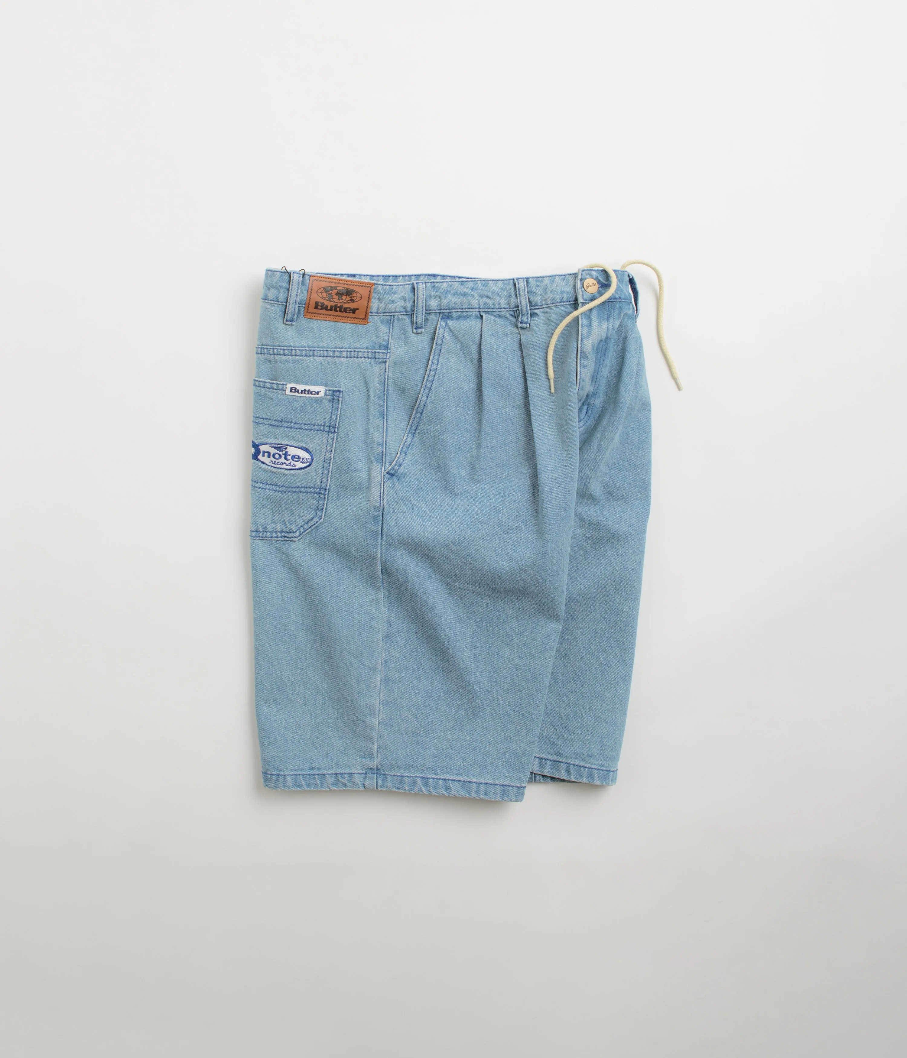 Butter Goods x Blue Note Pleated Denim Shorts - Washed Indigo meditation wear Sun Protection