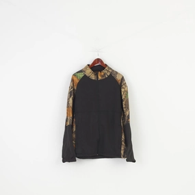 Declare Heat Control Marino Bay Man Jacket 2XL  Vintage Fleece Inside Black Full Zipper Forest Print Padded Top