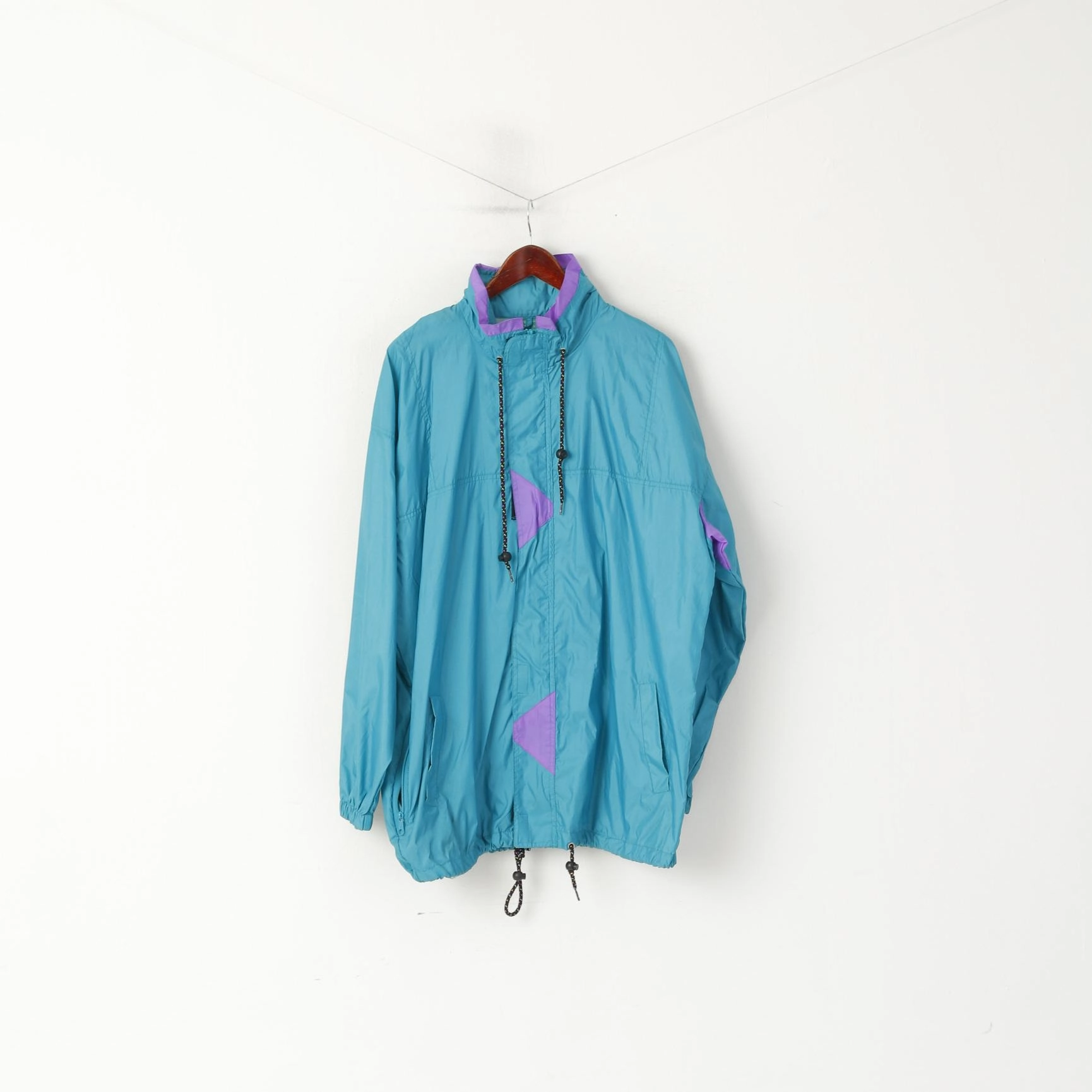 Linea Sporta Men L Jacket Vintage Green Nylon Waterproof Hidded Hood Full Zipper Top Sport Influence Elegant