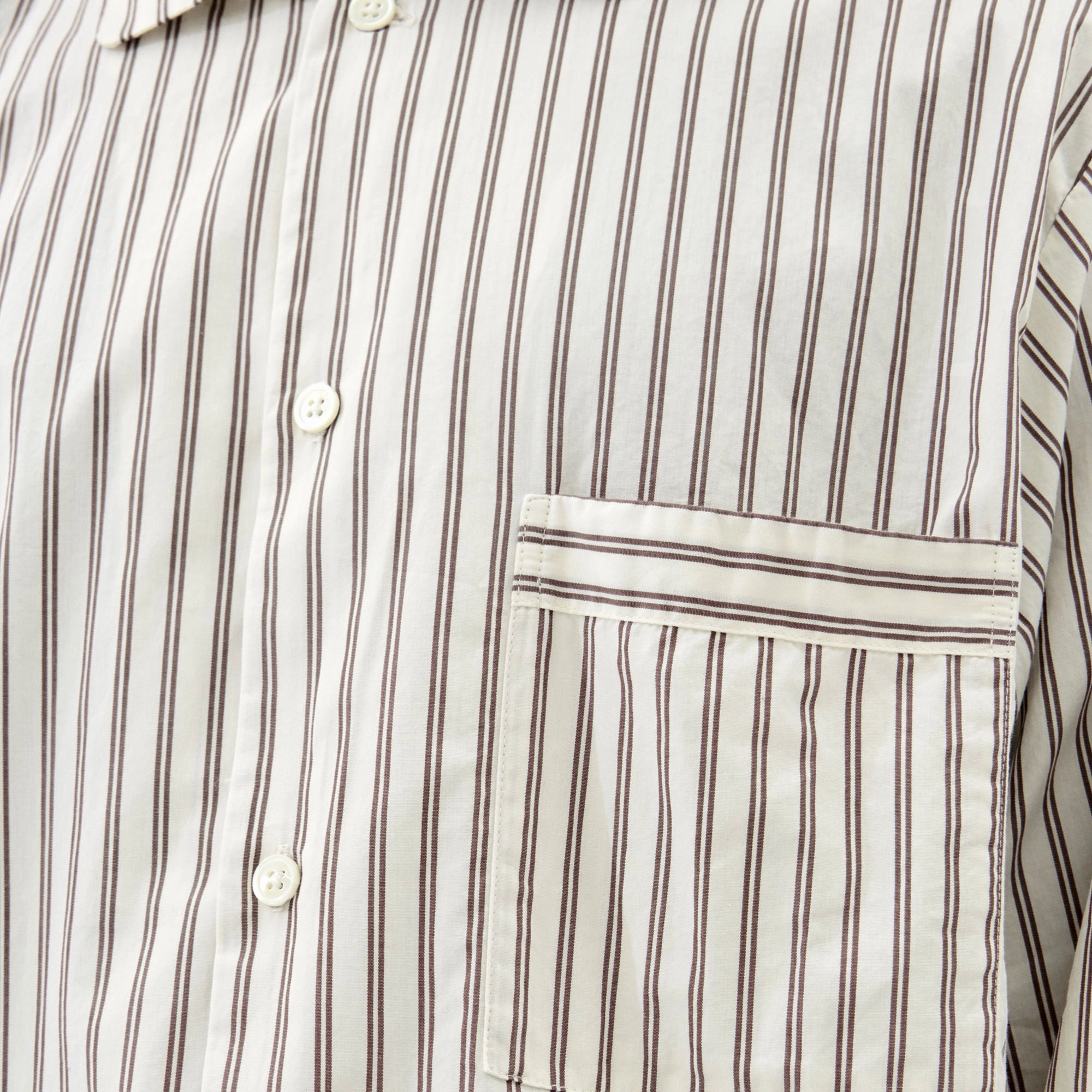 Pyjama Shirt - Hopper Stripes Cotton Poplin Military Inspired