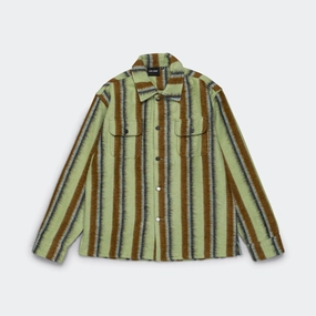 Affordable Fashion elastic waistband Work Jacket - Green Stripe
