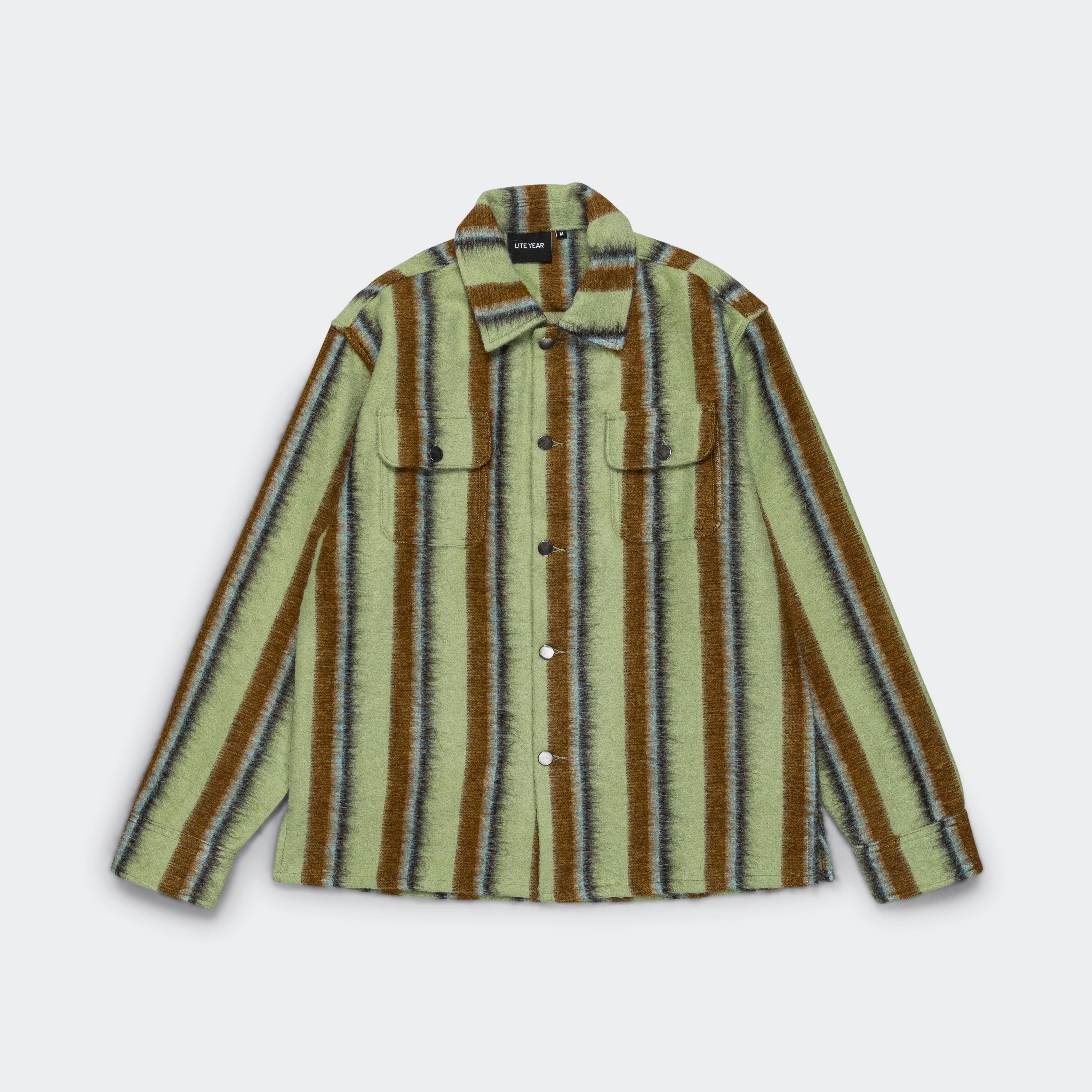 Affordable Fashion elastic waistband Work Jacket - Green Stripe