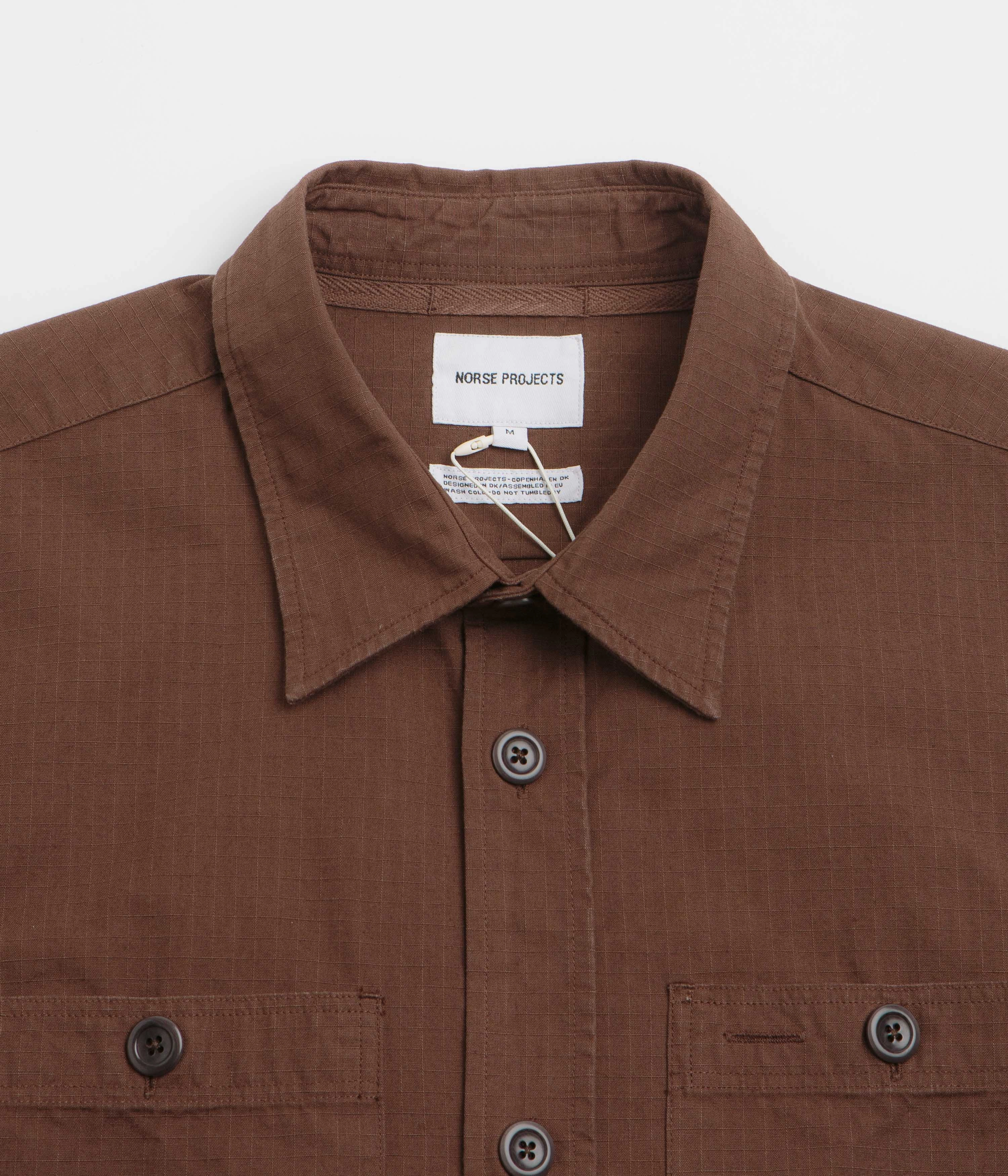 Norse Projects Algot Relaxed Shirt - Mahogany Relaxed Silhouette