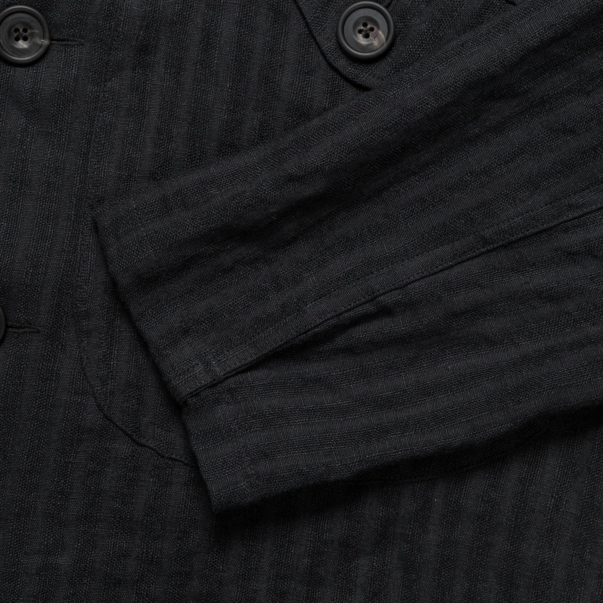 Microfiber Blend QuickDry Fabric Orchard Jacket Linen Seersucker - Black