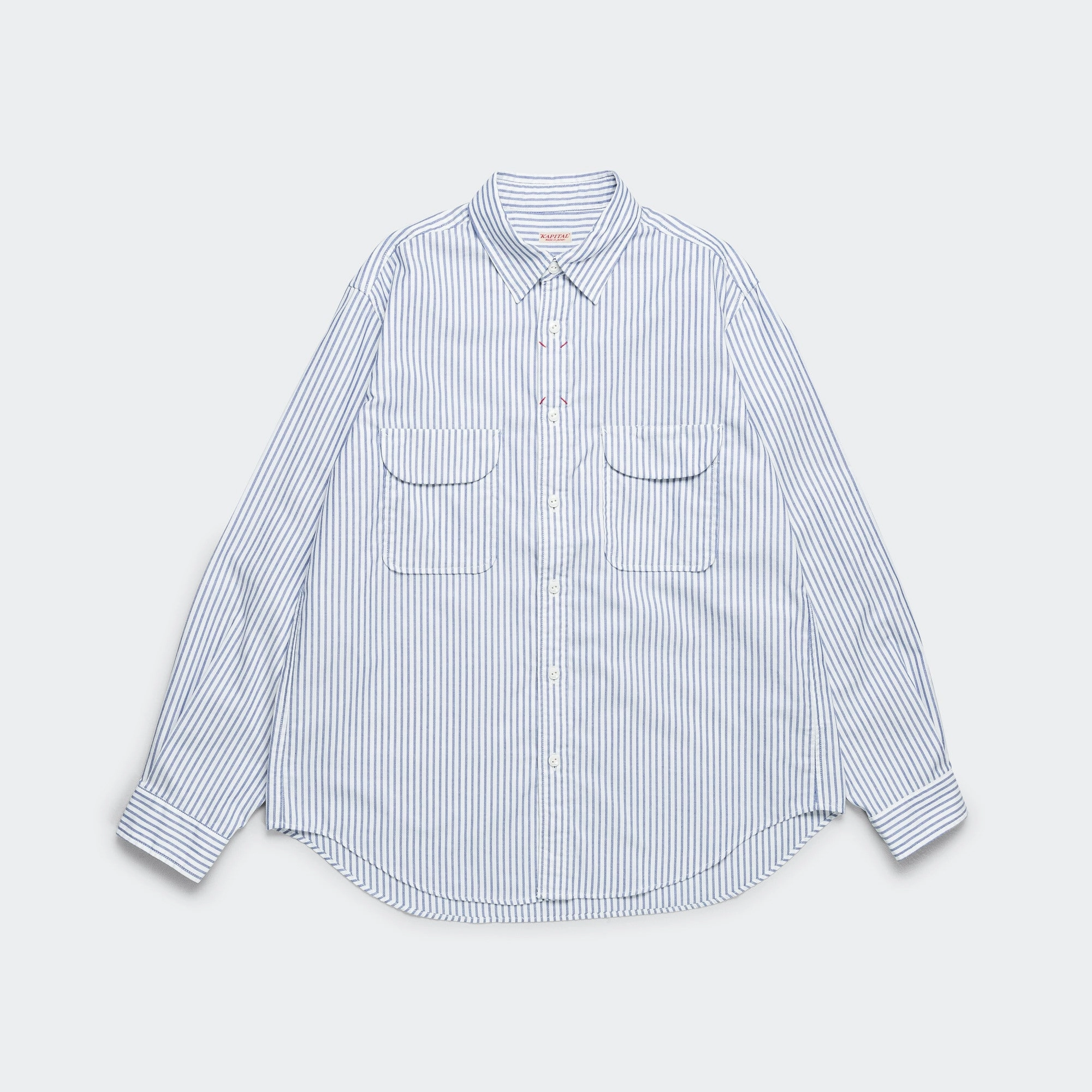 Low Maintenance Preppy Vibe OX Stripe Clip Shirt - Blue