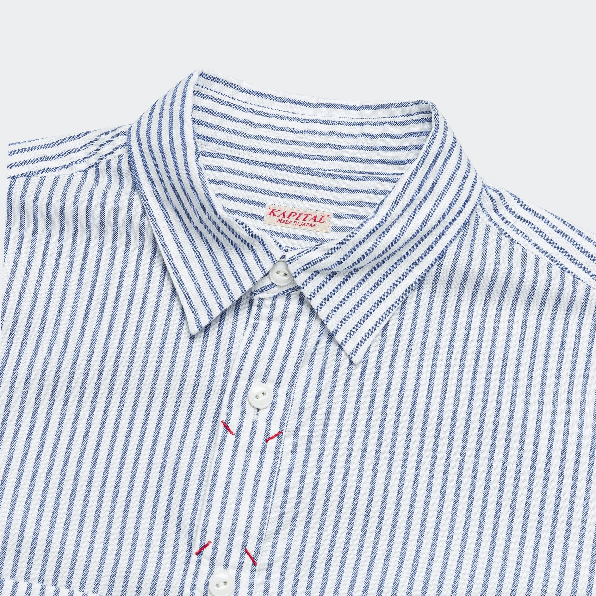 OX Stripe Clip Shirt - Blue Customizable Design Wrinkle Resistant Finish