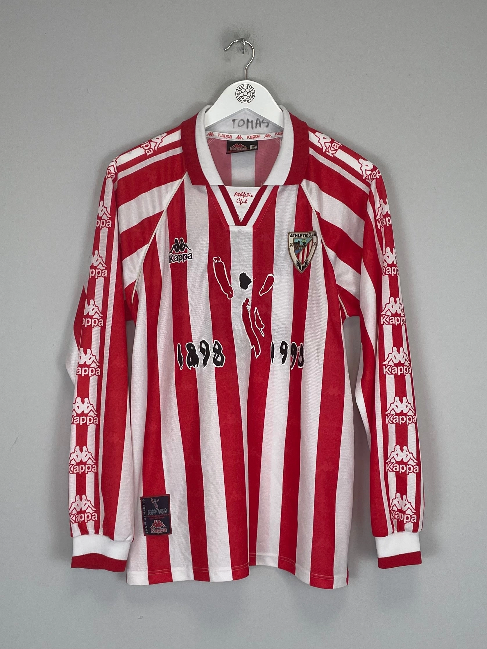 Stretchable Ribbed Collar Training Ready 1997/98 ATHLETIC BILBAO L/S *PLAYER ISSUE* HOME SHIRT (S) KAPPA