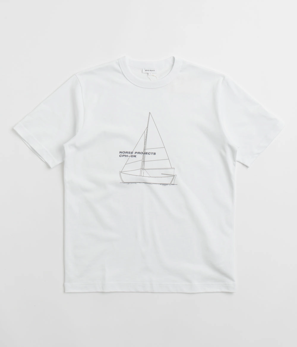 Easy and Relaxed Yoga class Norse Projects Holger Organic Boat Print T-Shirt - White