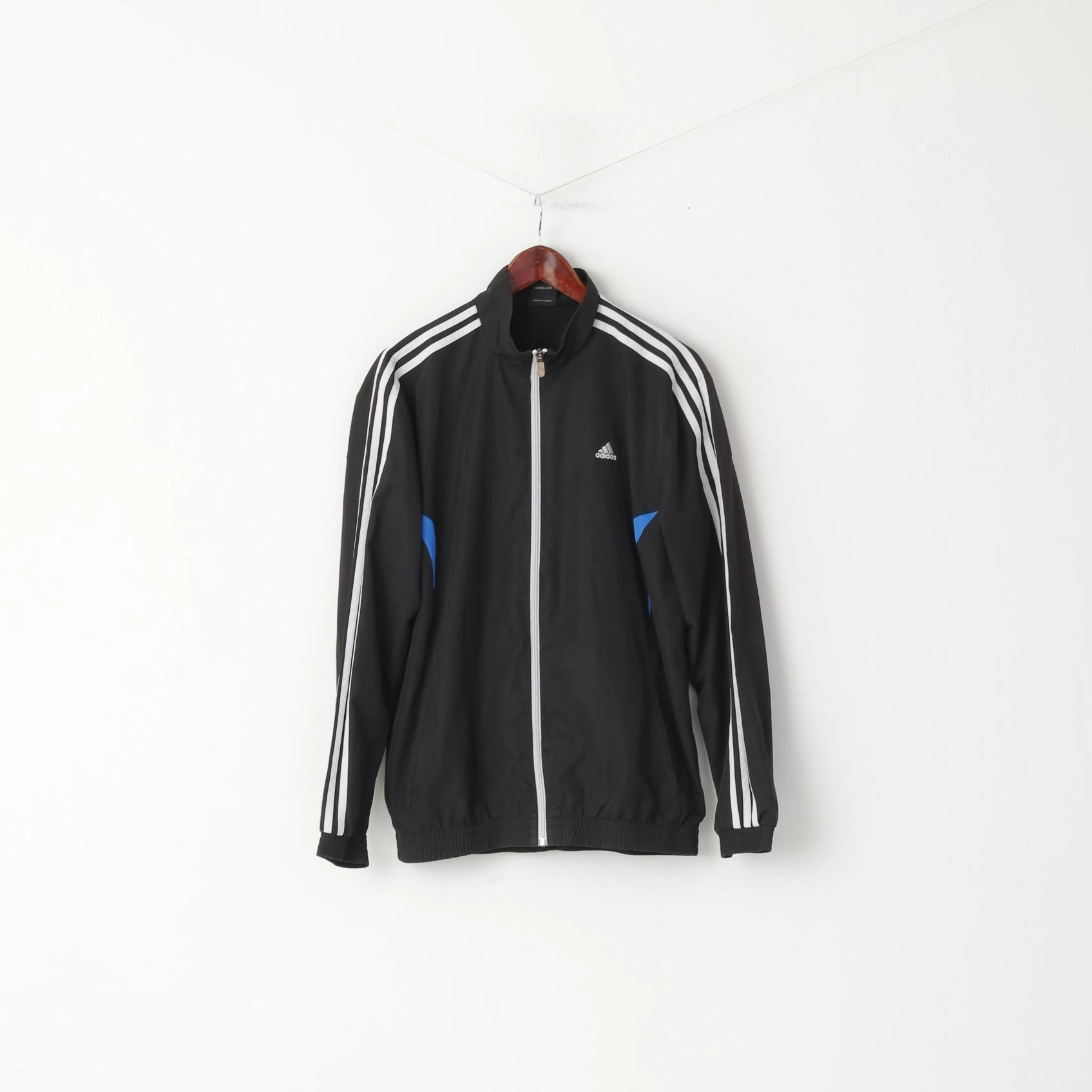Adidas Men M Jacket Black Sport Full Zipper 3 Stripe Training Activewear Top Urban Adventure Charm