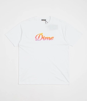 Machine washable Weekend Comfort Style Dime Cursive Cloud T-Shirt - White