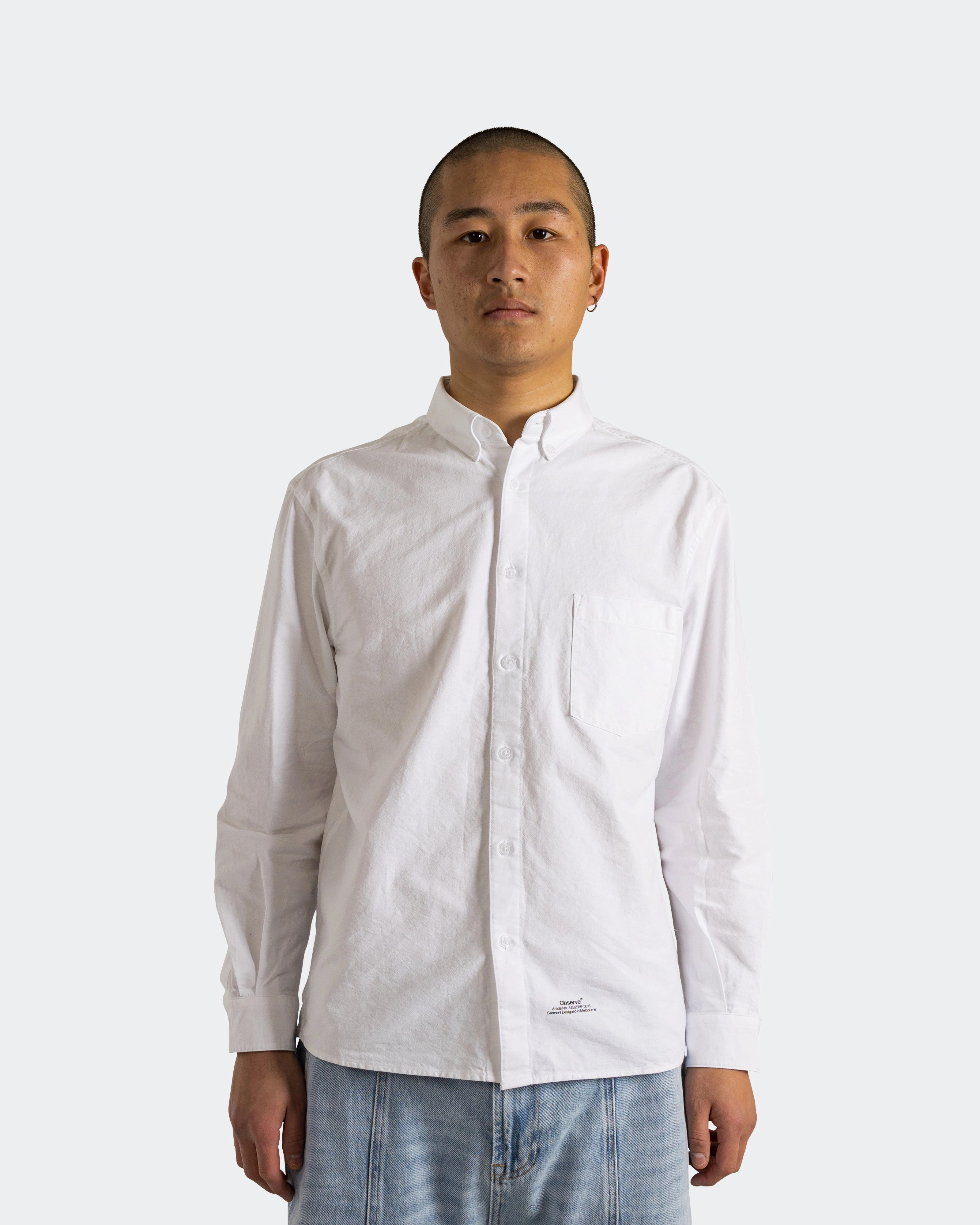 Article Stamp Oxford Shirt - White Moisture Management Tech