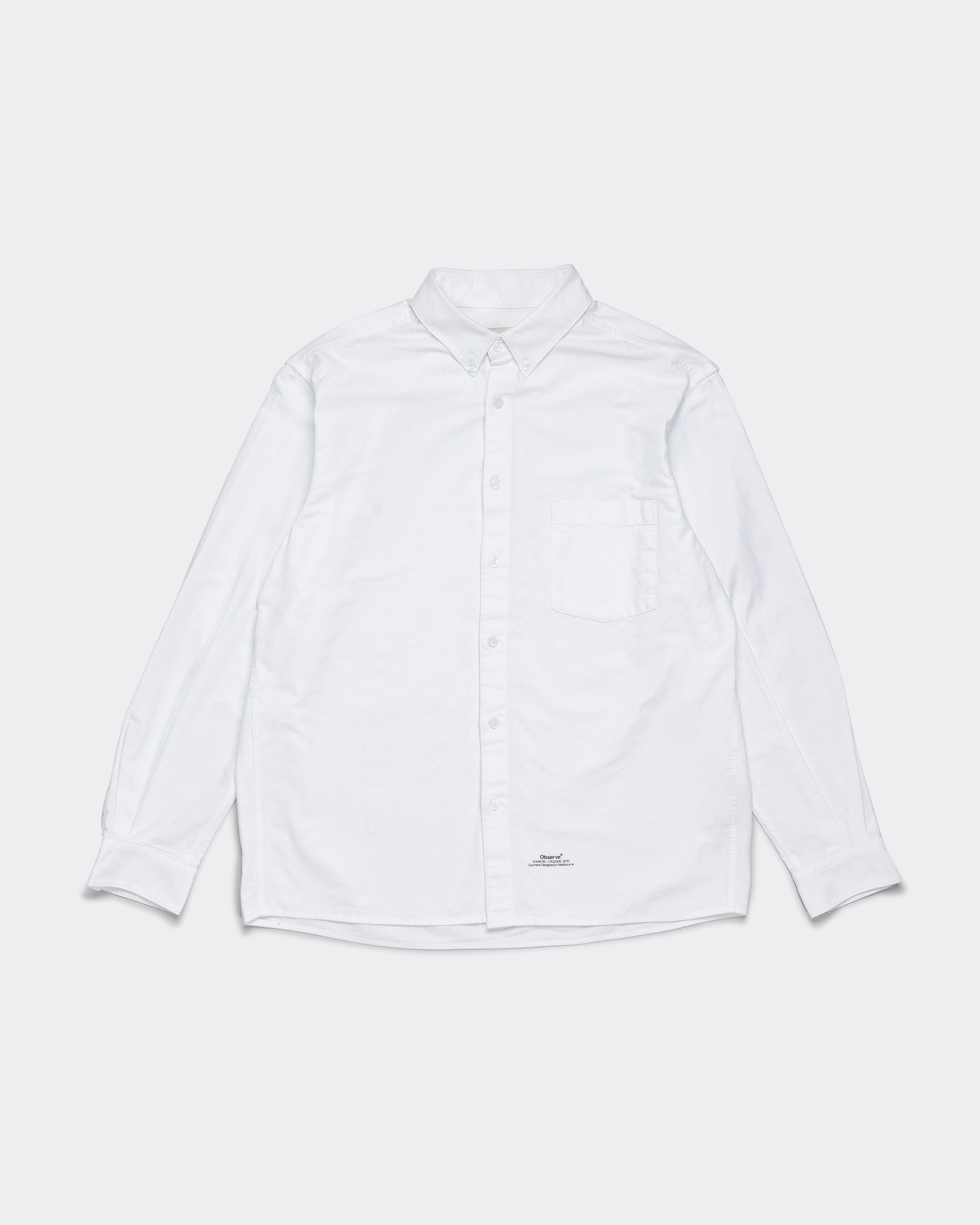 Article Stamp Oxford Shirt - White Gym Wear Black Tie Optional