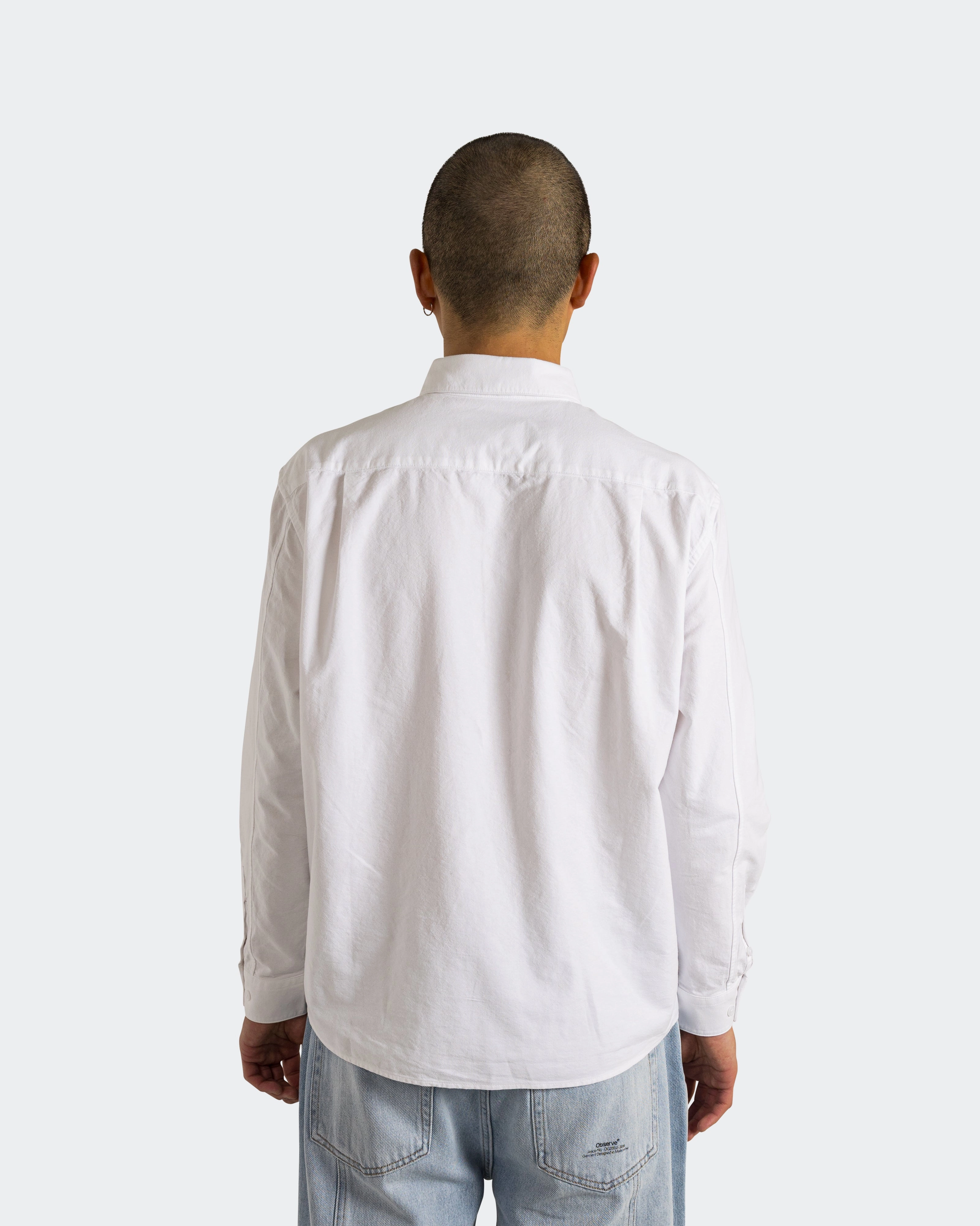 fade resistant color Corporate Event Article Stamp Oxford Shirt - White