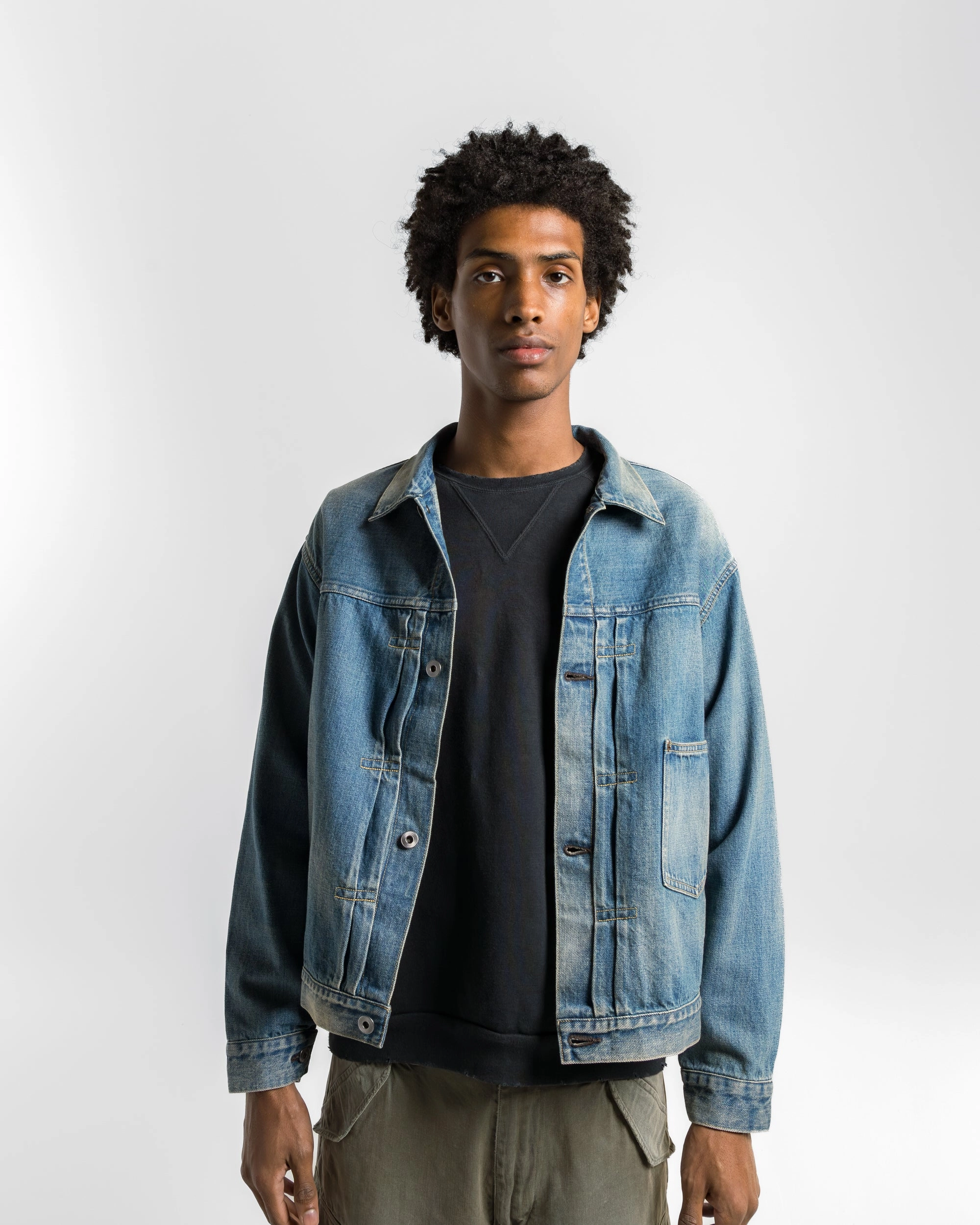 No.213 Denim Jacket - Indigo Non Bulky Profile Lightweight insulation
