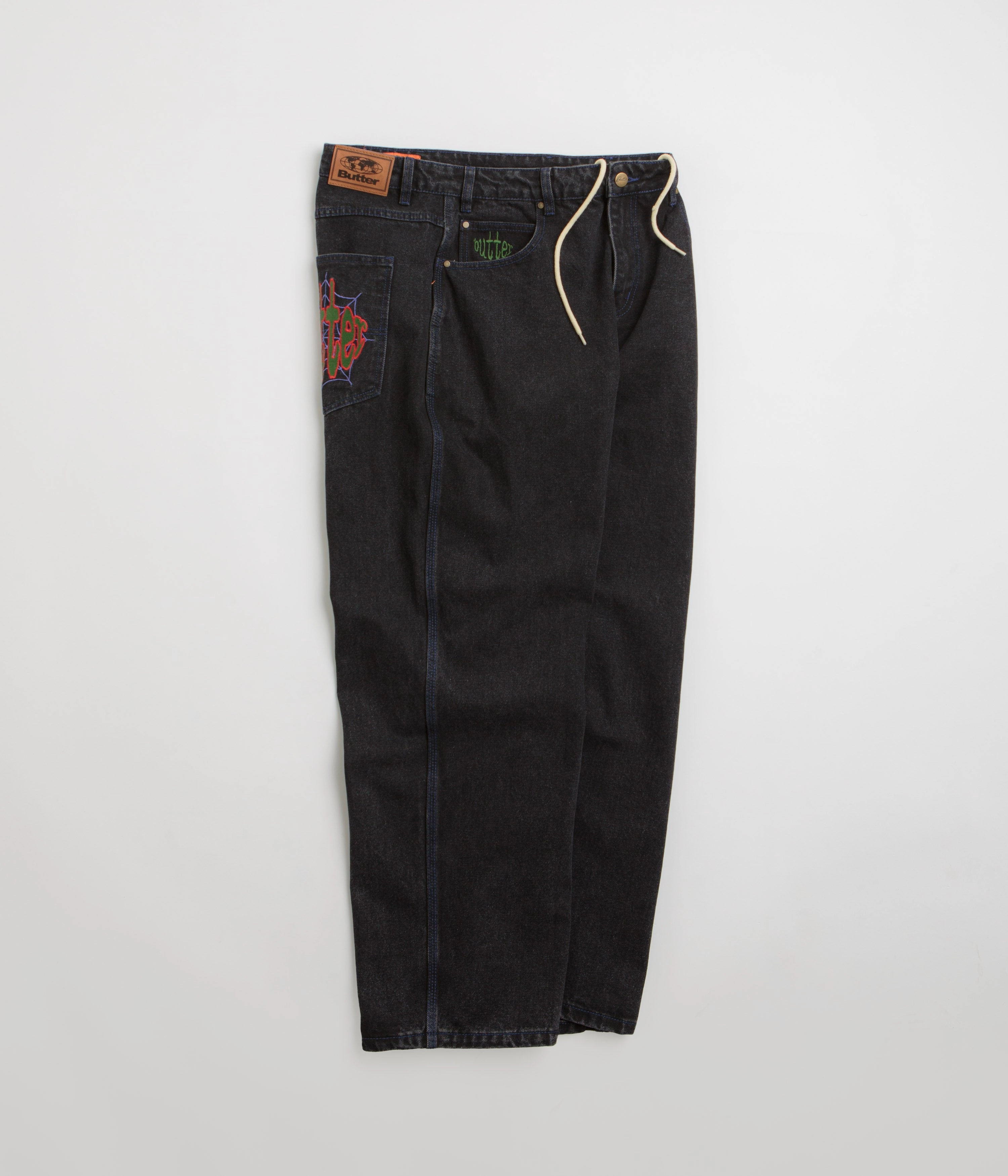 Butter Goods Spider Jeans - Washed Black Zero Waste Pattern Design On The Go