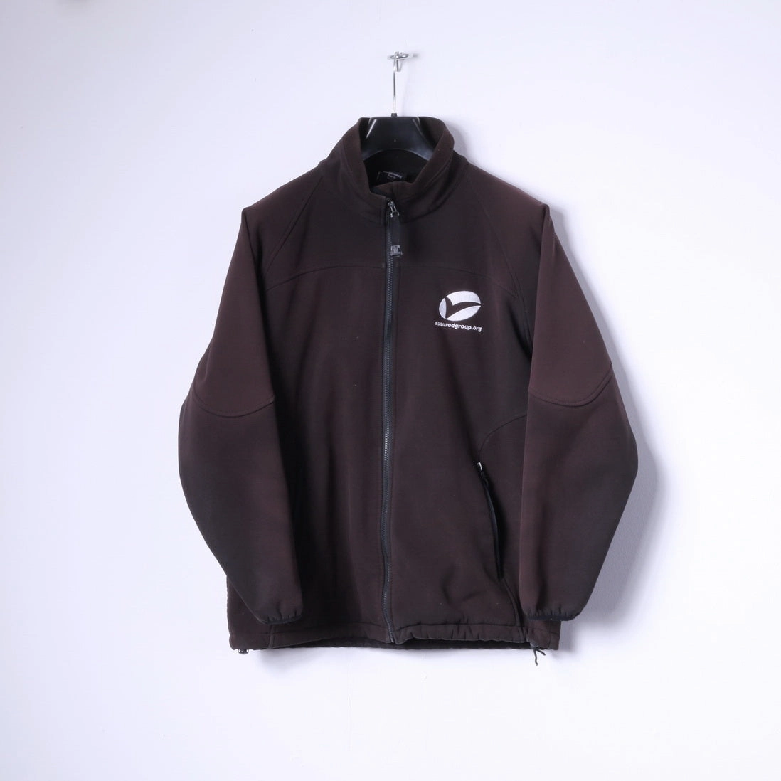 Assuredgroup Mens M Jacket Brown Softshell Full Zipper Outdoor Top Declare