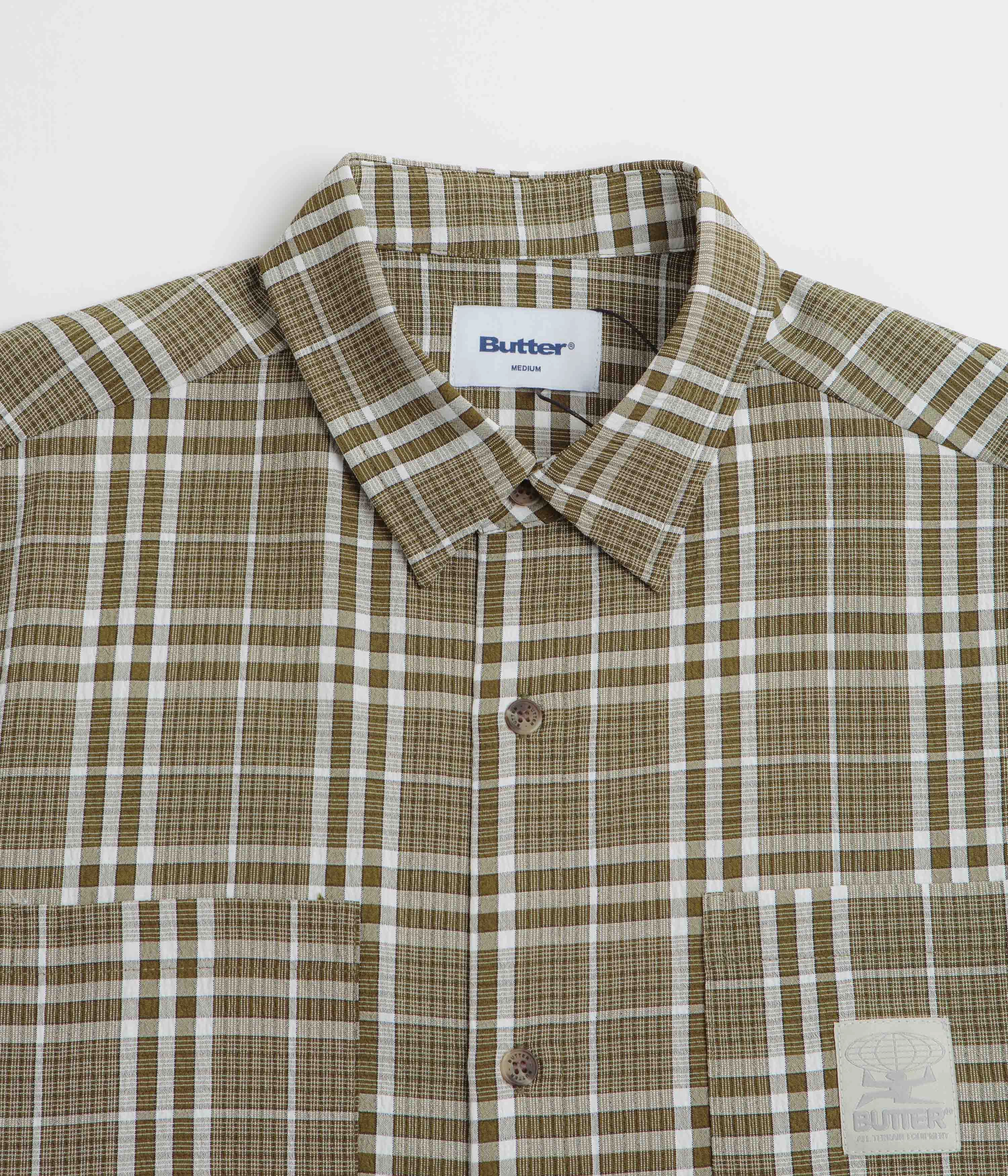 Pre Shrunk Cotton Blend Versatile Outfit Butter Goods Equipment Short Sleeve Shirt - Green