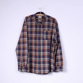 Ruffle Edge Soft Material Dressmann Mens 3XL Casual Shirt Navy Cotton Checkered Long Sleeve XXXL Top