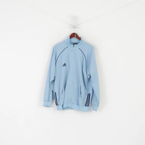 Snug Fit product ethnic authenticity Adidas Men 42/44 186 XL Sweatshirt Light Blue Vintage Shiny Zip Up Oldschool Top