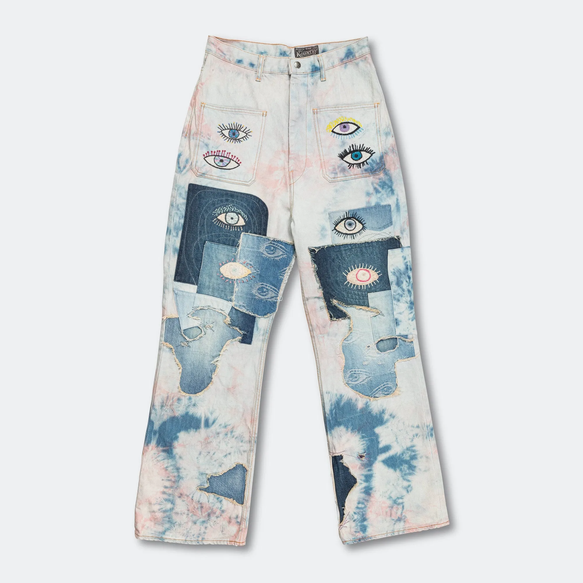 Classic Wear Slim 14oz Denim Tie-Dye Baggy Flare Pants(CrazyDixieRemake) - IDGxPNK
