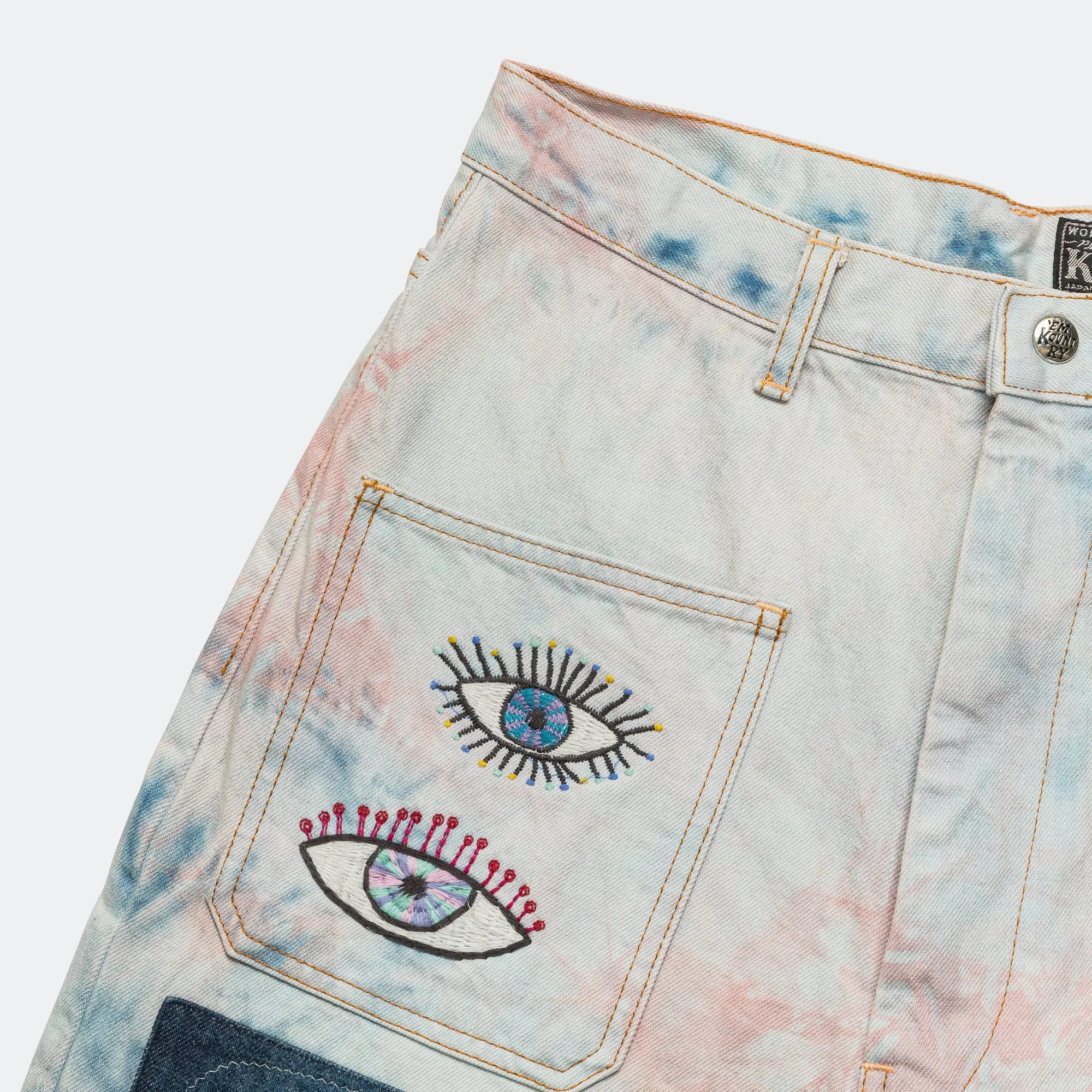 Stretch Classic Gym Ready Weekend Warrior Earthy 14oz Denim Tie-Dye Baggy Flare Pants(CrazyDixieRemake) - IDGxPNK