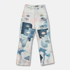 Classic Wear Slim 14oz Denim Tie-Dye Baggy Flare Pants(CrazyDixieRemake) - IDGxPNK