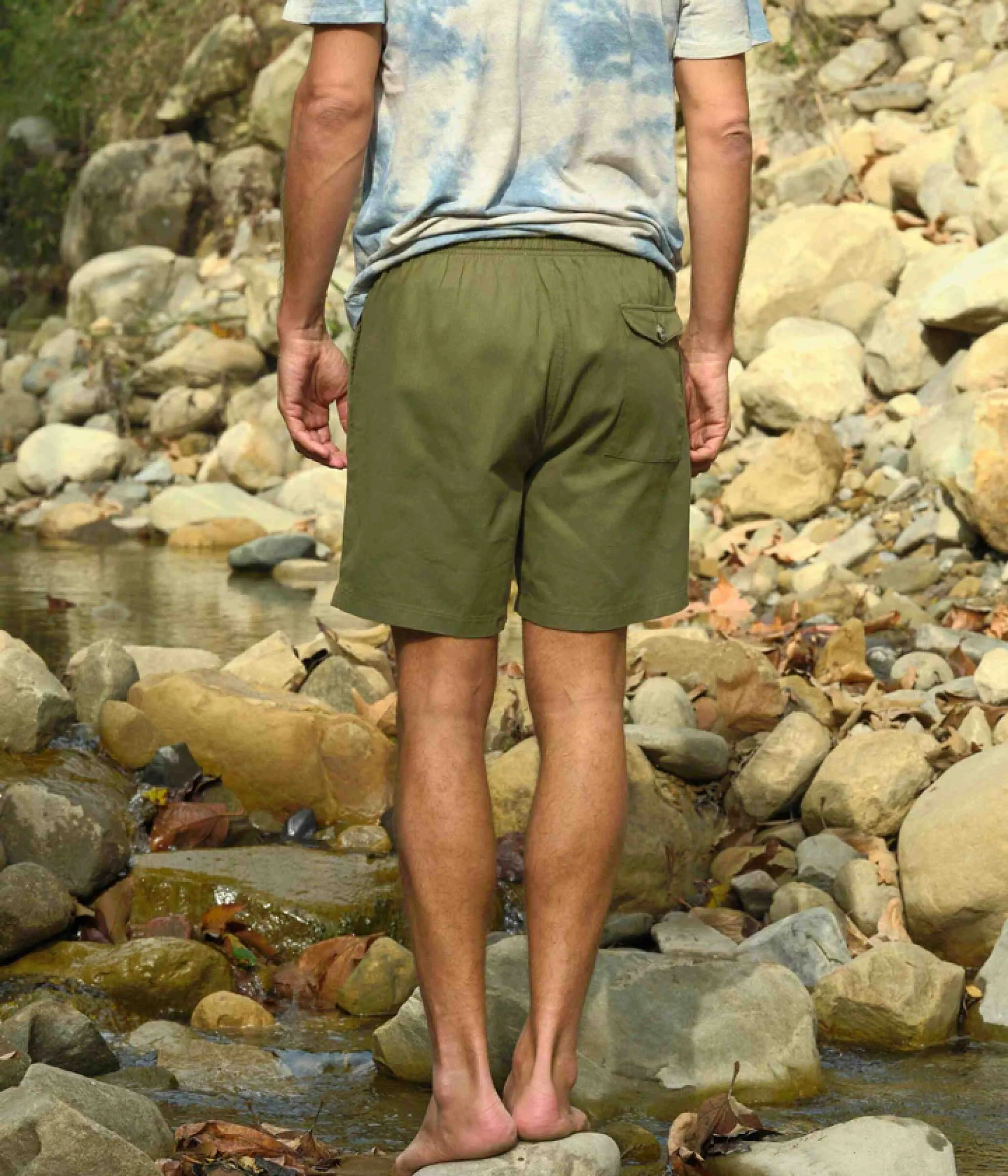 Mollusk Summer Shorts - Faded Mash Green Flexible Waistband