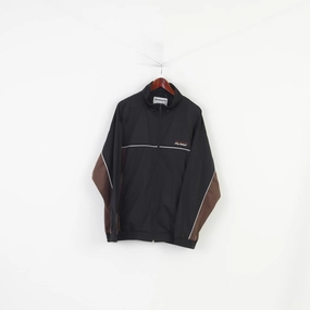 Wool keychain accents Athletic X-Press Men XL Sweatshirt Shiny Black Zip Up Retro Track Top