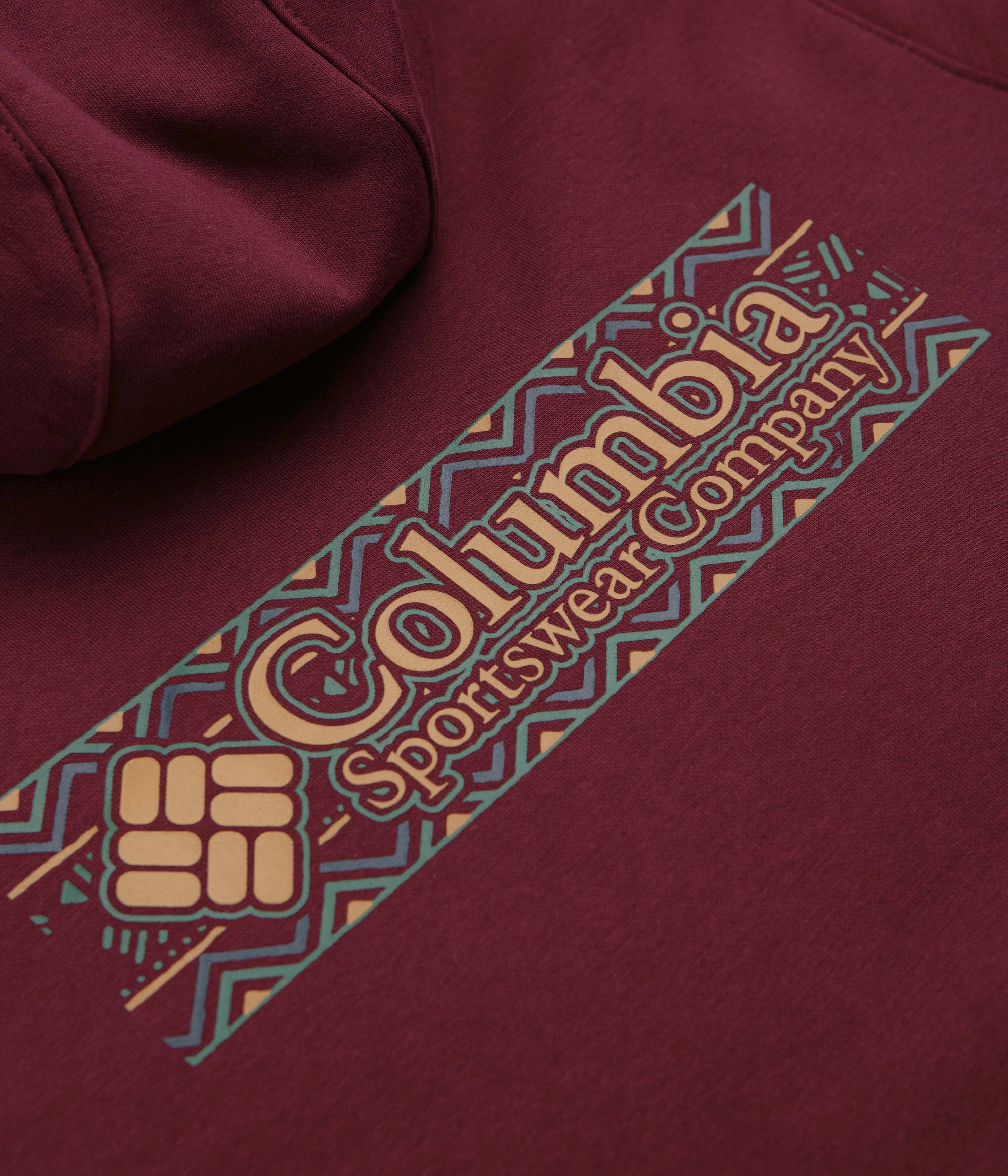 Columbia Meridian Creek Graphic Hoodie - Rich Wine / Branded Blanket Coffee Shop Vibes Floral Motif