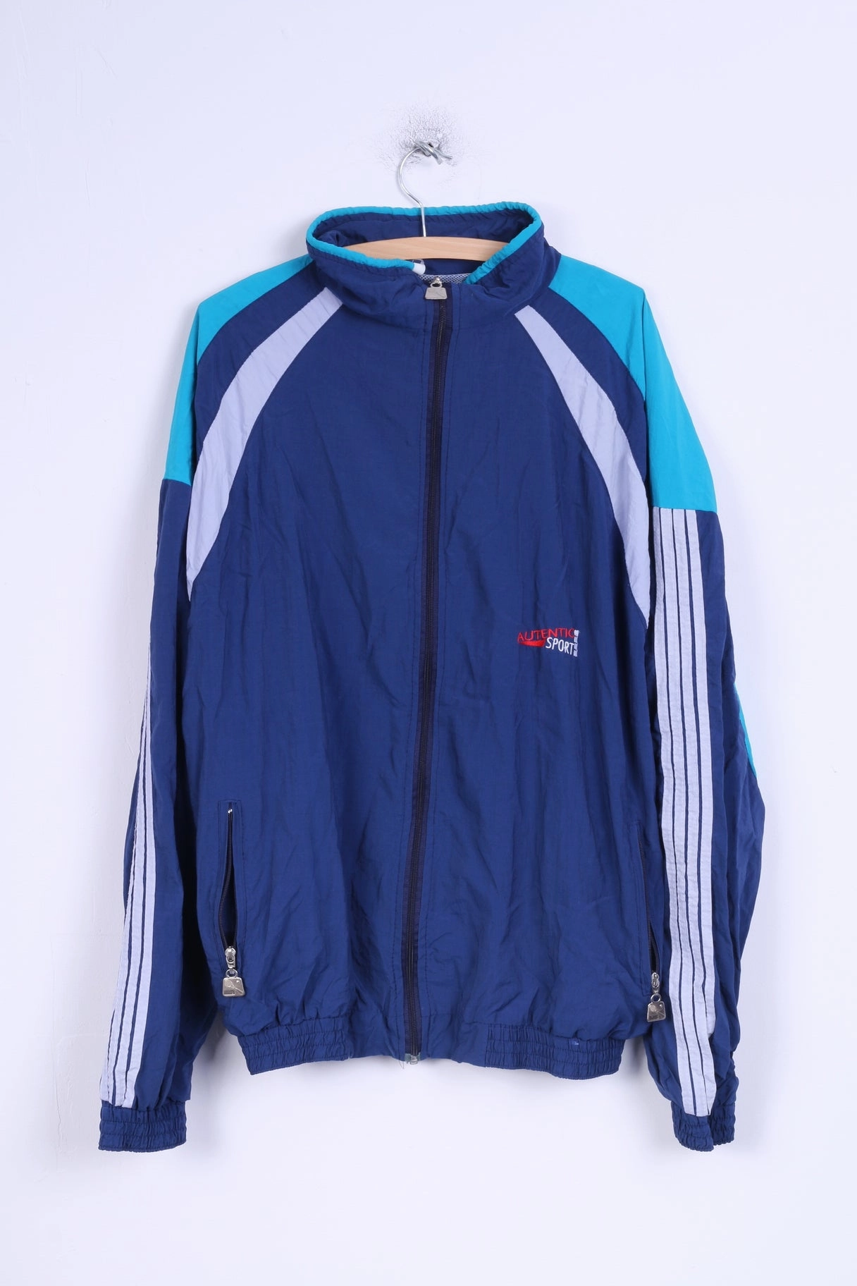 sunset Award Autentic Sport Mens XXL Track Top Jacket Retro Blue Tennis Sport