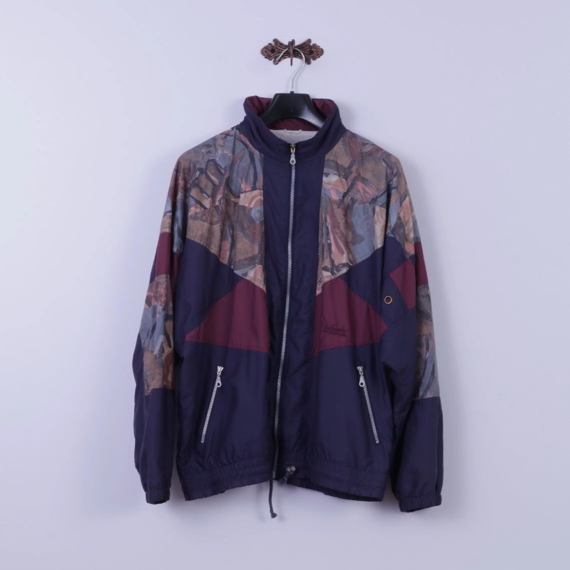 suitable for day wear Relationship Authentic Klein Sportswear Mens 54 XL Jacket Retro Navy Abstract Bomber Zip Up Festival Top