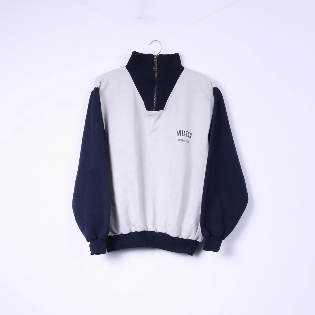 Aviator Mens S Sweatshirt Zip Neck Jumper Modern -Classic Top Chic Layer