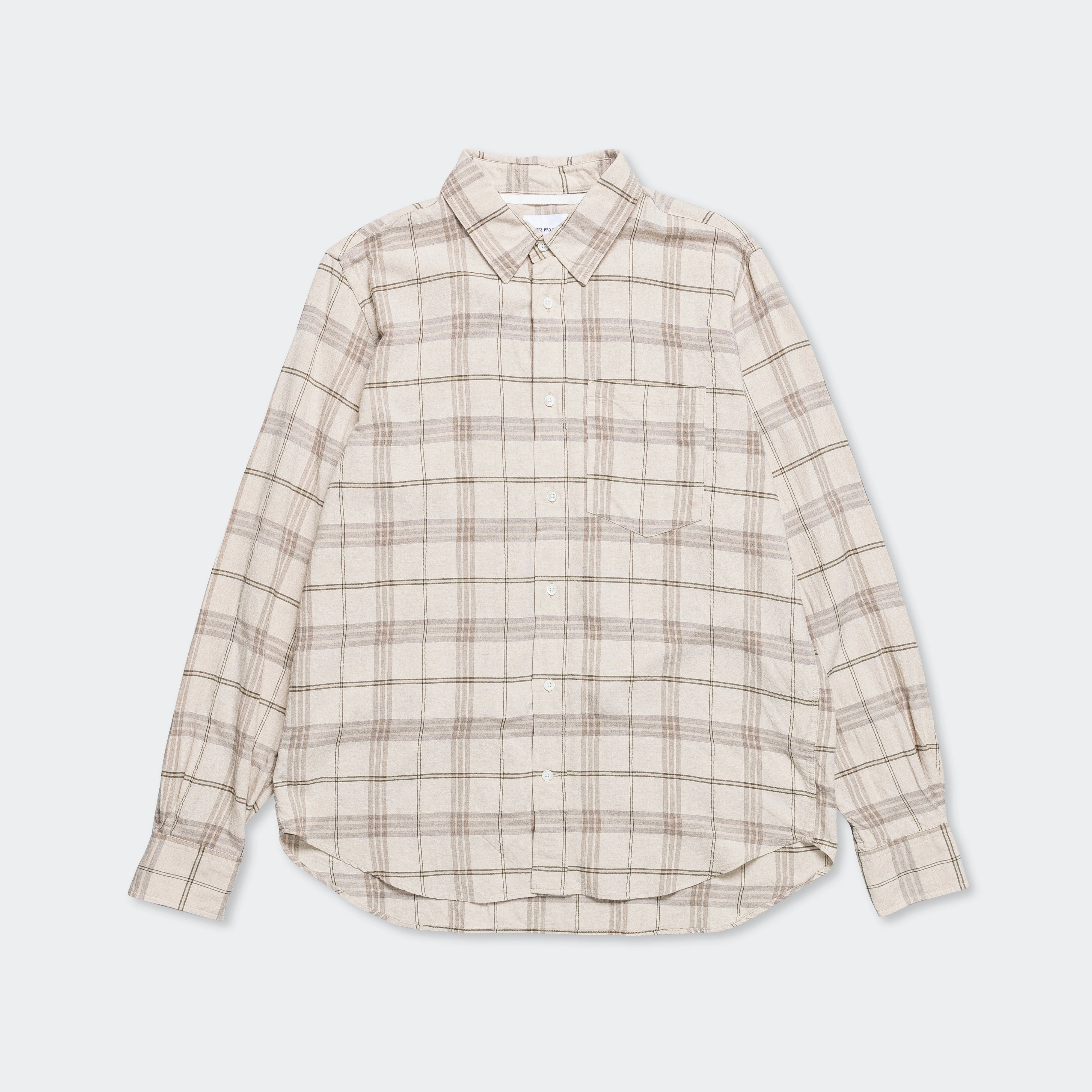 Neutral Shade Algot Relaxed Textured Check Shirt - Oatmeal