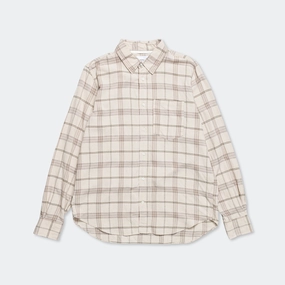 Neutral Shade Algot Relaxed Textured Check Shirt - Oatmeal