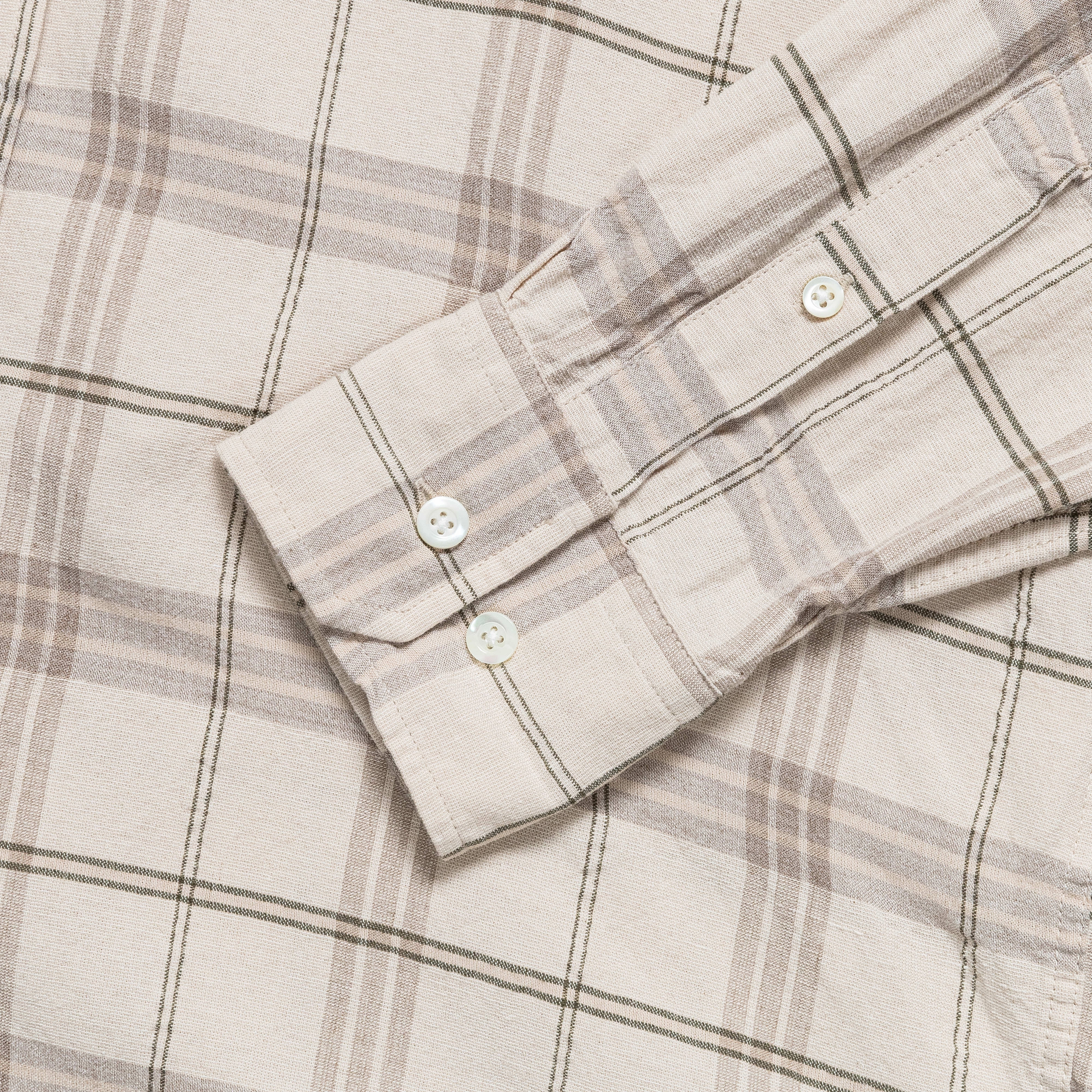 Algot Relaxed Textured Check Shirt - Oatmeal Breathable back panel Ergonomic Back Panel