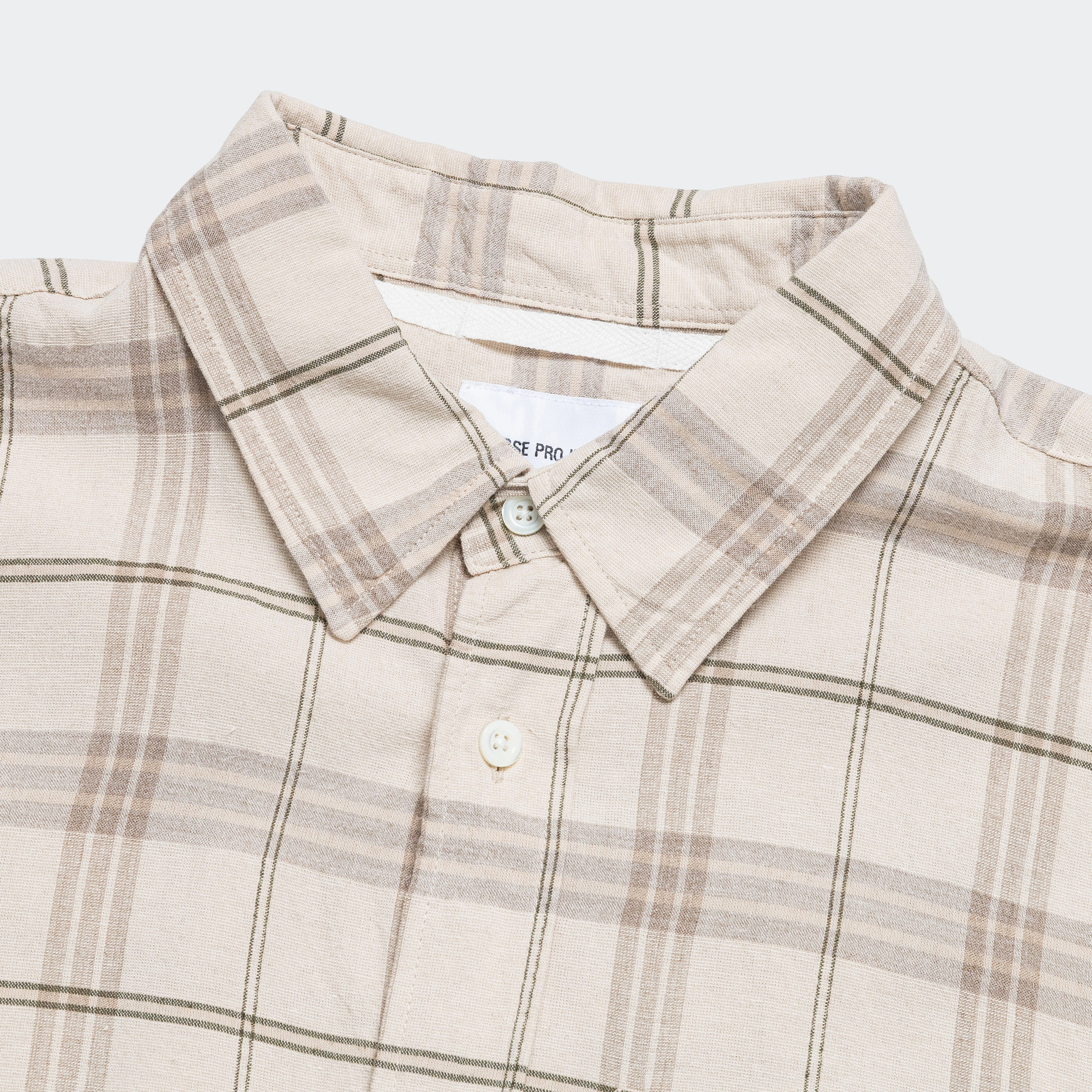 Algot Relaxed Textured Check Shirt - Oatmeal Work From Home Breathable Underarm Vents
