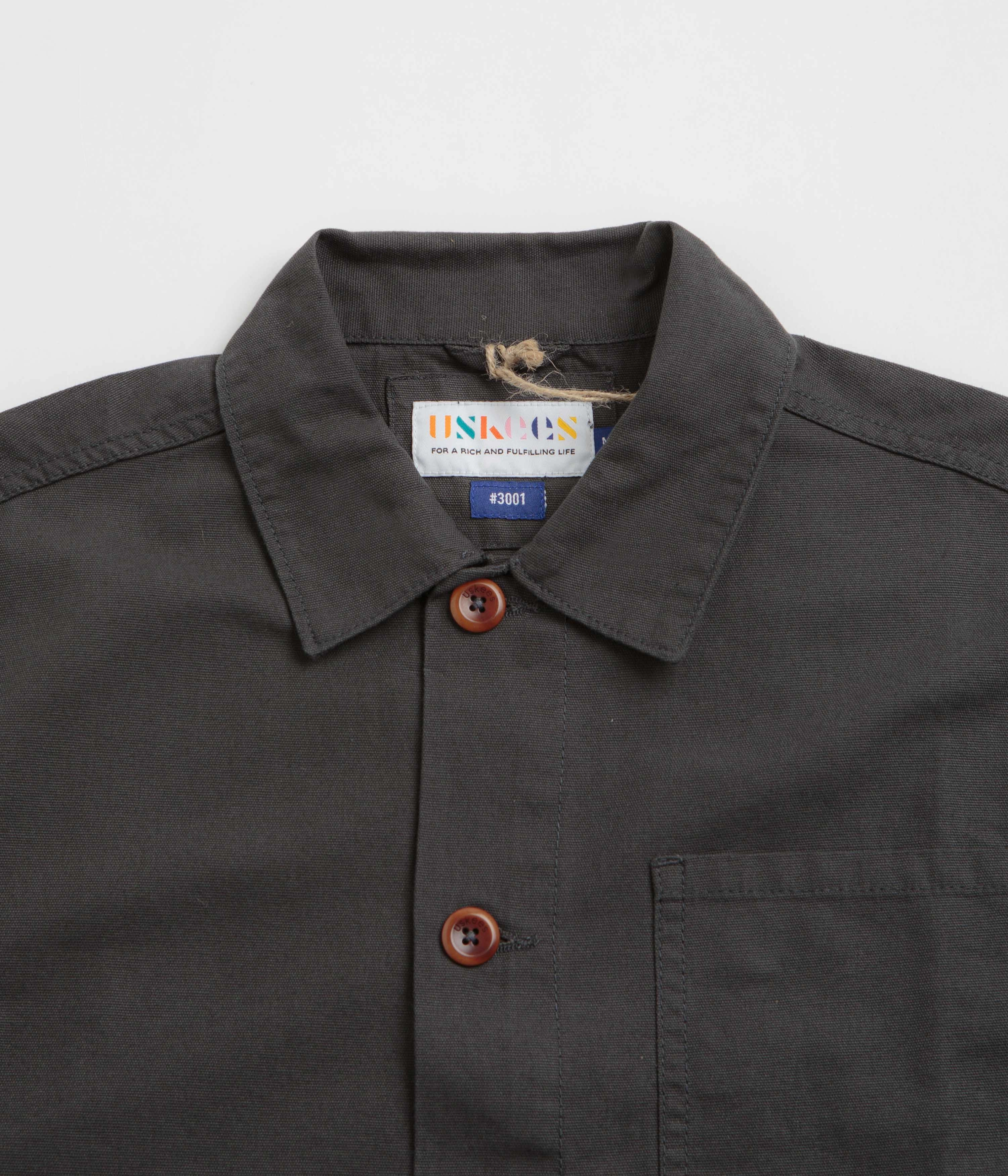 Uskees 3001 Buttoned Overshirt - Charcoal Outdoors Day