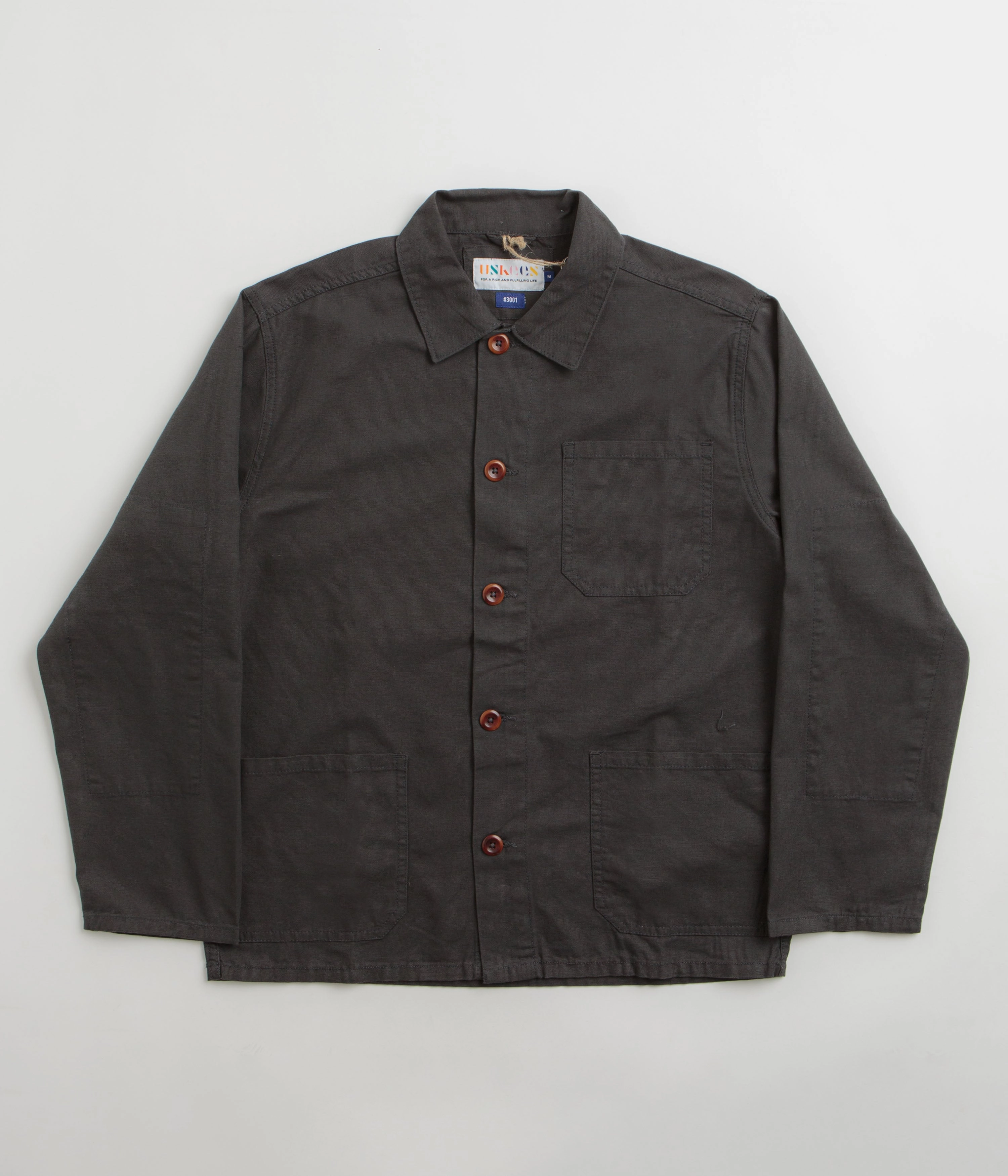 Uskees 3001 Buttoned Overshirt - Charcoal casual lunch Wind Safe