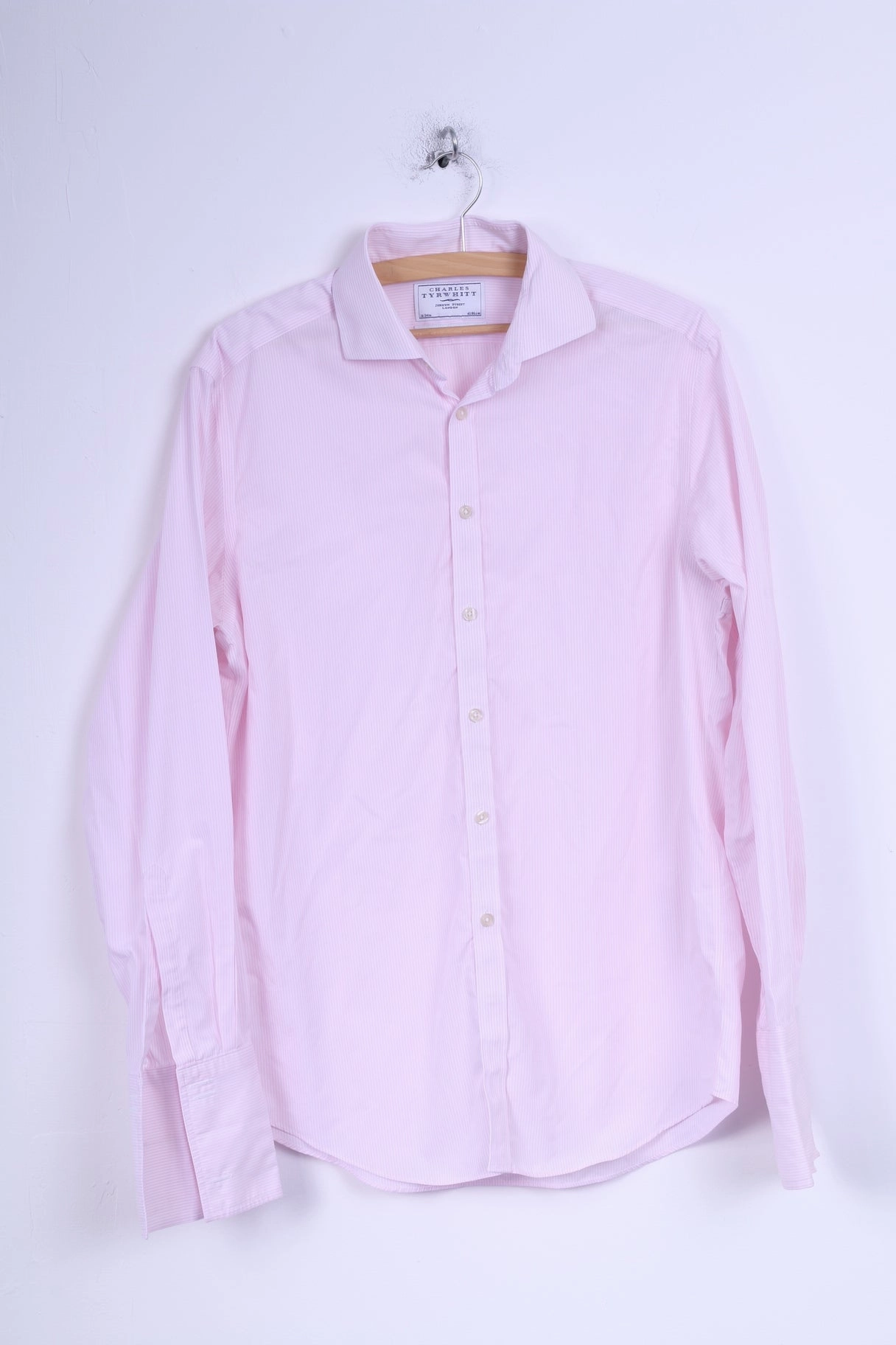 Charles Tyrwhitt Mens 16 41 L Formal Shirt White Striped Cotton Cufflinks Smooth Cotton Blend Soft Material