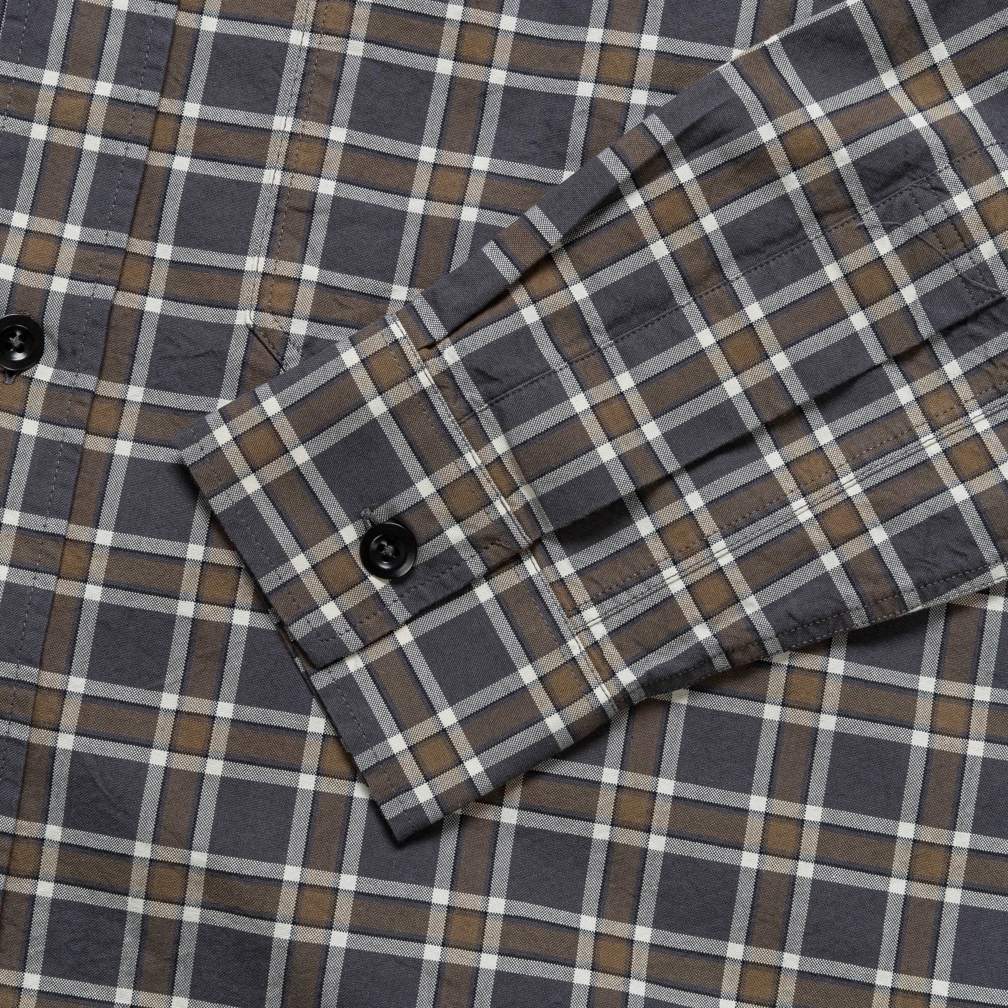 Organic Cotton Basic Shirt - Plainweave Cotton Check Slate/Moss