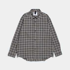 Non Chafe Seams Bold Print Basic Shirt - Plainweave Cotton Check Slate/Moss
