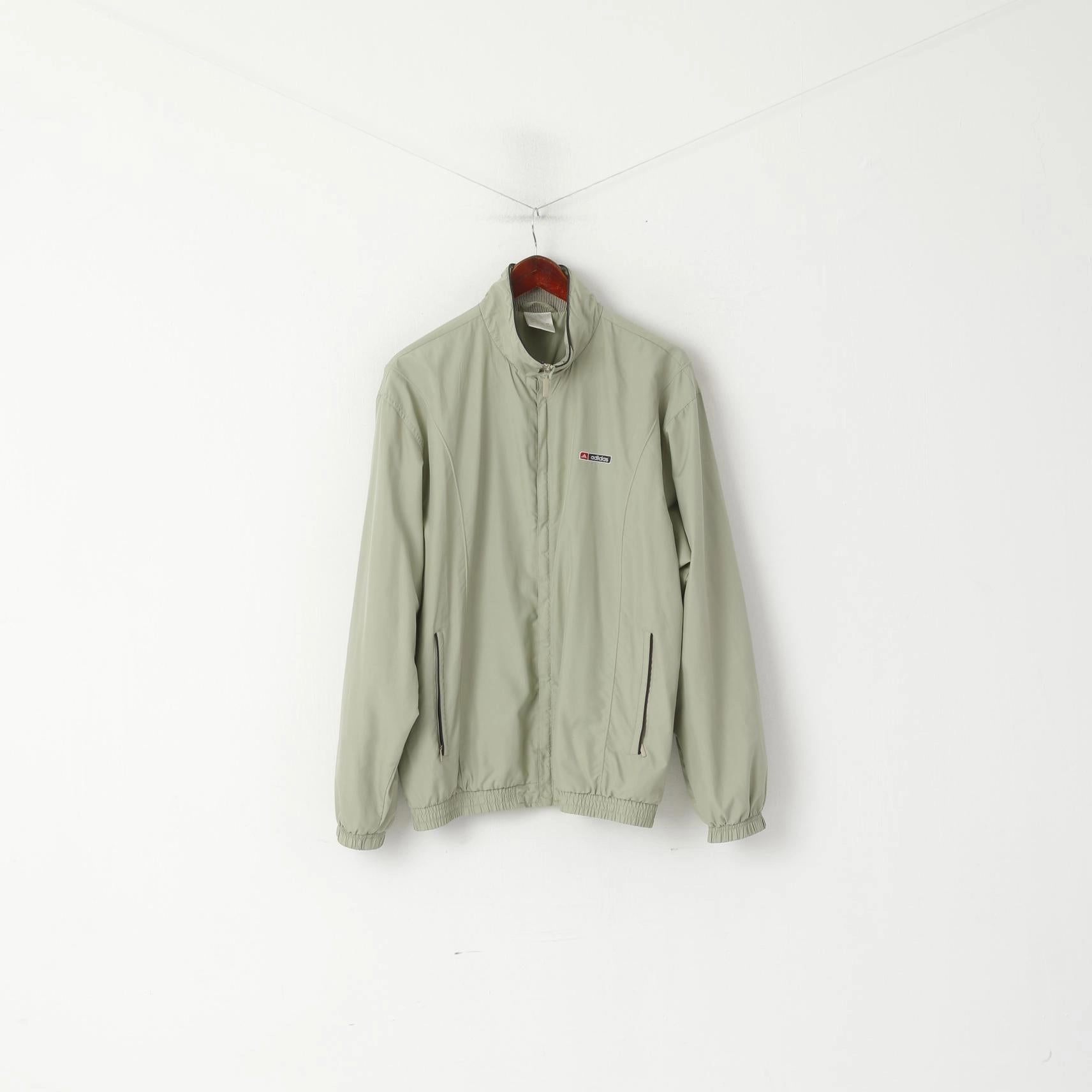 Adidas Men L Jacket Beige Vintage Sportswear Lightweight Retro Zip Up Top Deal Trend