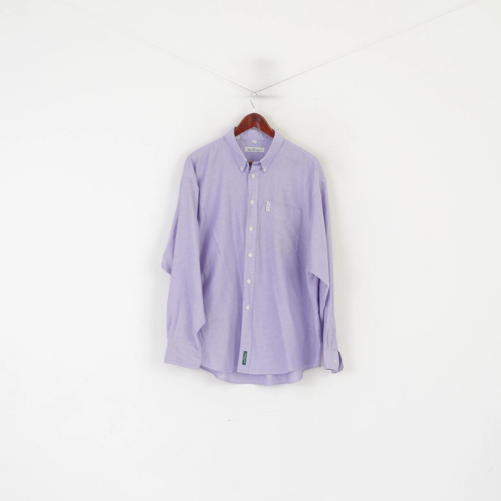 Ben Sherman Men XXL Casual Shirt Purple Cotton Detailed Buttons Long Sleeve Top Reinforced Collar Sustainable fashion